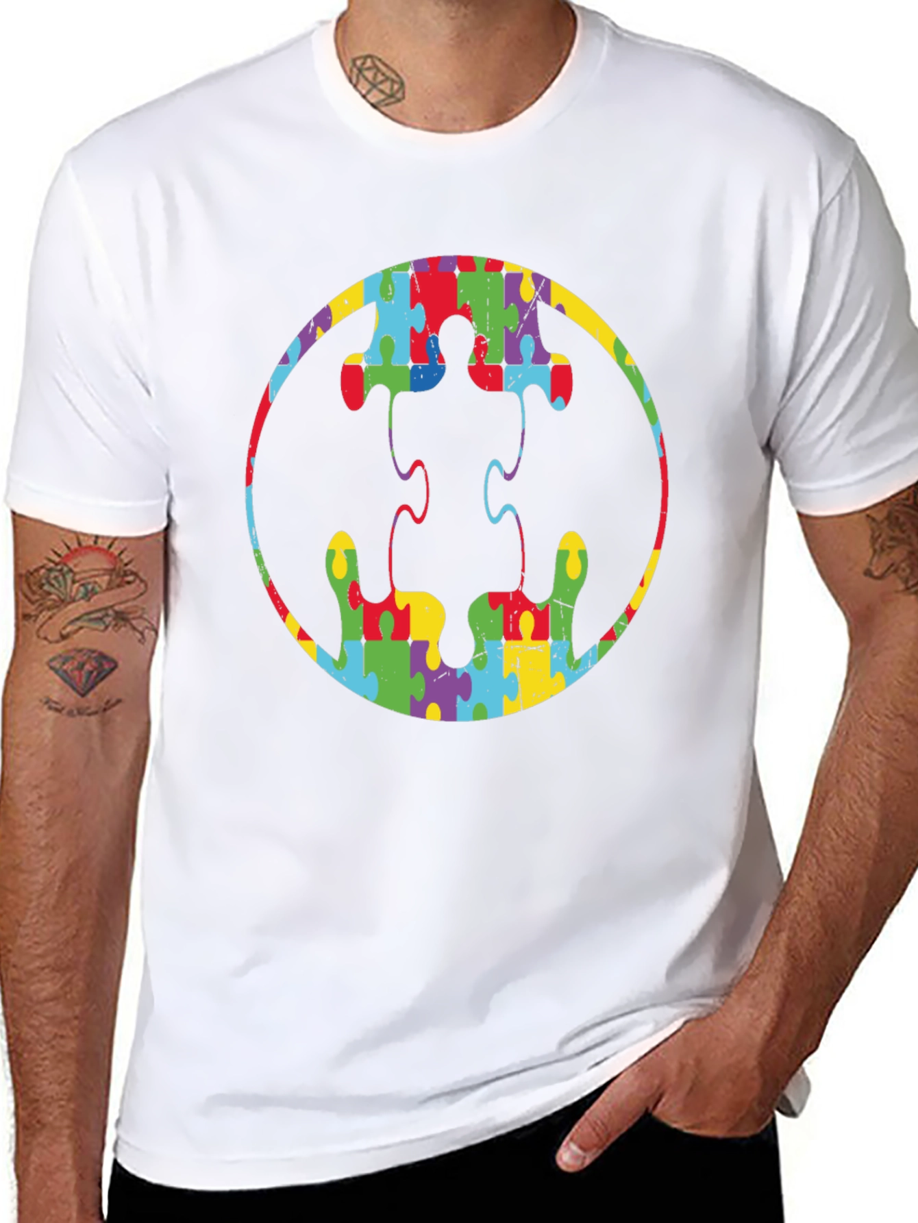 Autism Awareness Puzzle Piece Batman Logo T-Shirt
