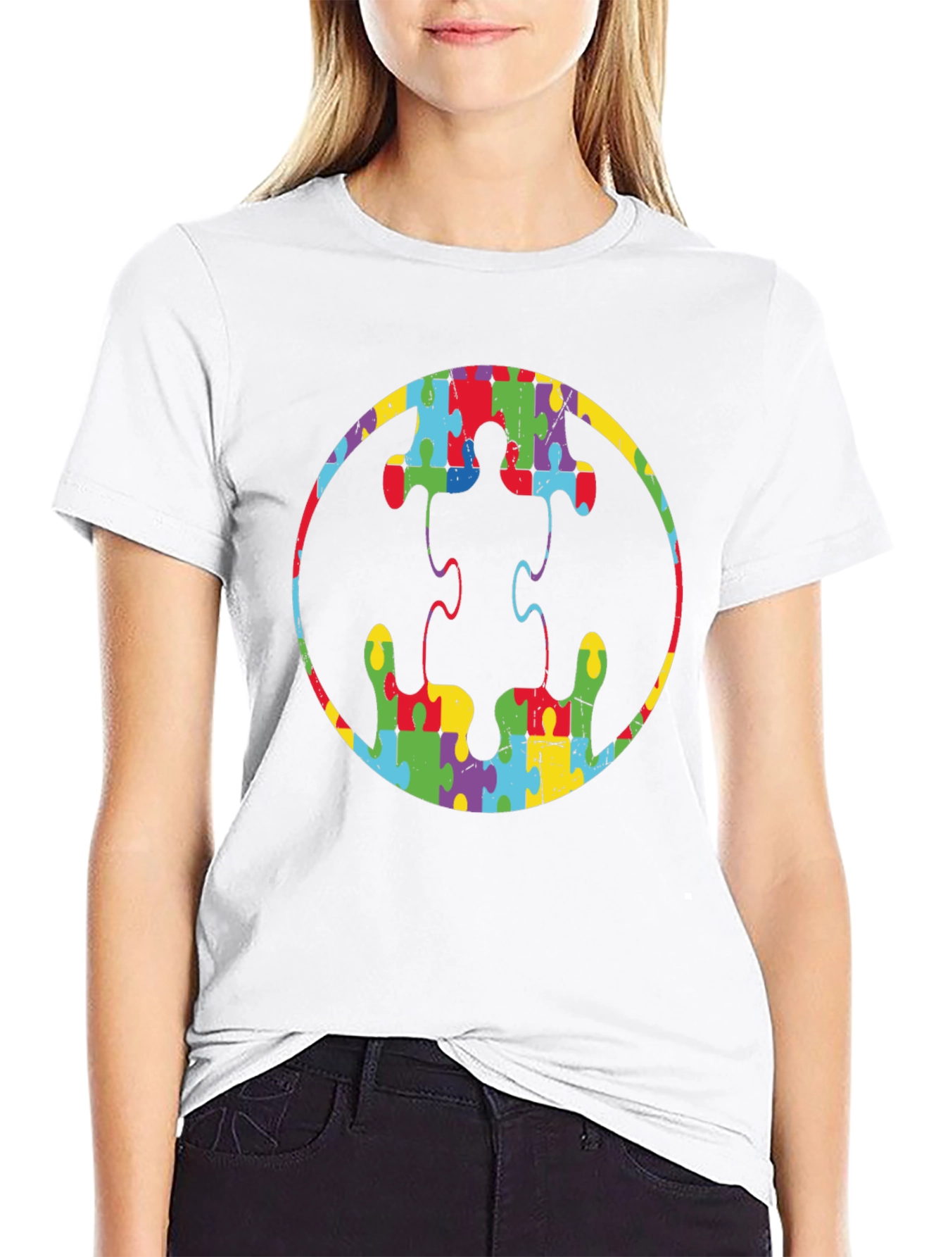Autism Awareness Puzzle Piece Batman Logo T-Shirt