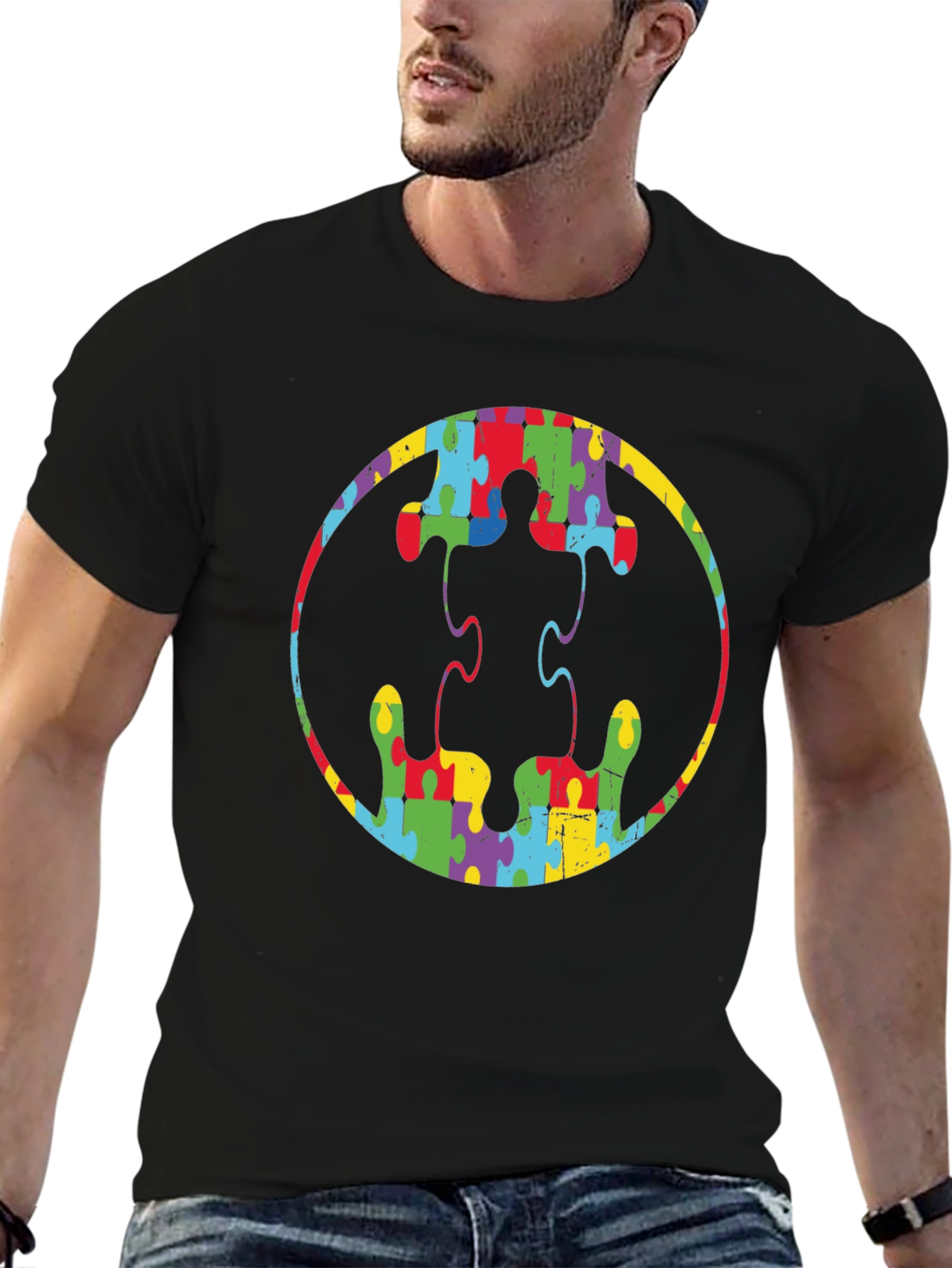 Autism Awareness Puzzle Piece Batman Logo T-Shirt