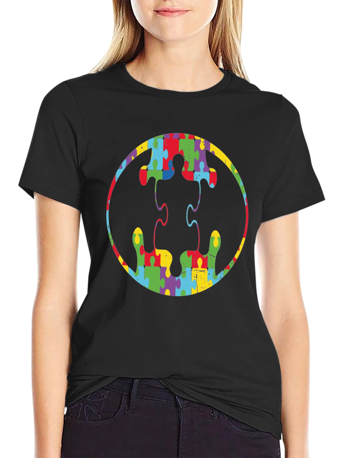 Autism Awareness Puzzle Piece Batman Logo T-Shirt