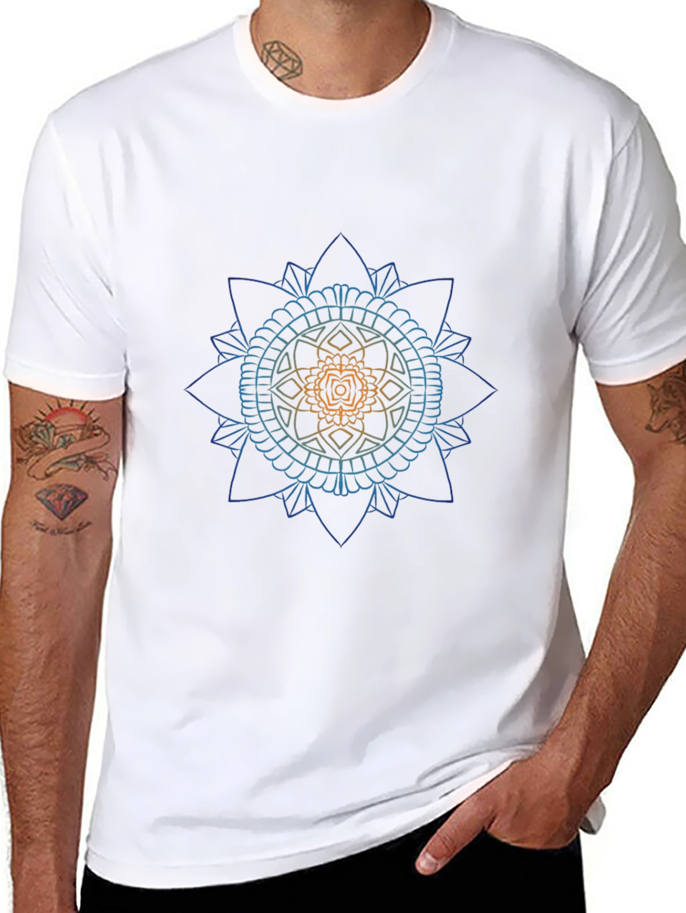 Mandala Graphic Print Tee - Black