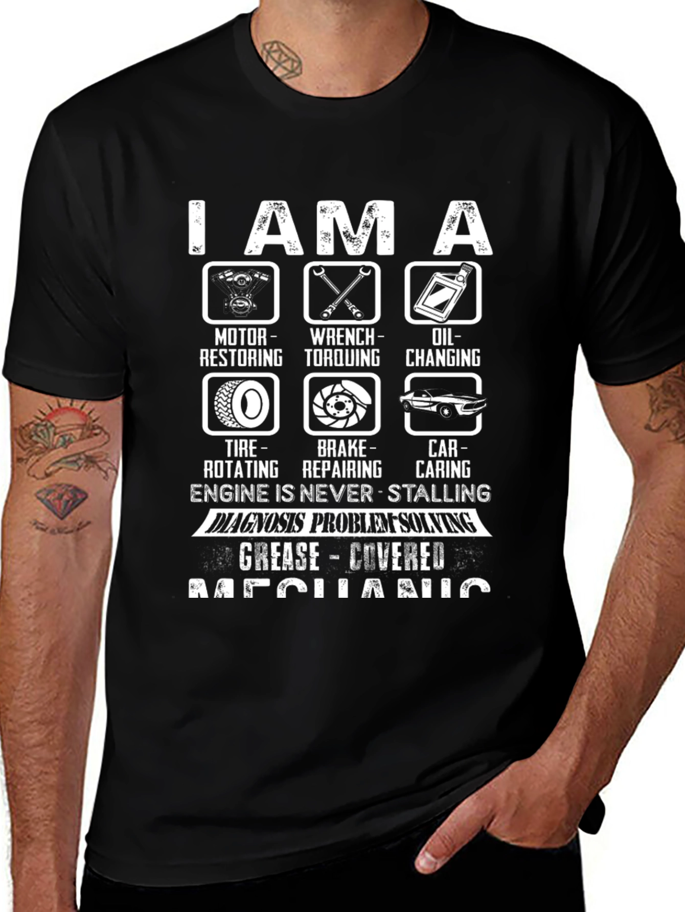 Mechanic T-Shirt: Motor Wrench Tire Brake Car