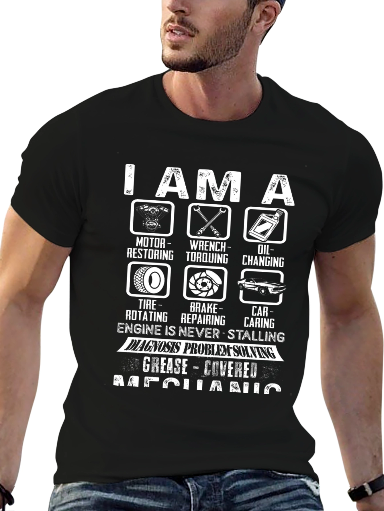 Mechanic T-Shirt: Motor Wrench Tire Brake Car