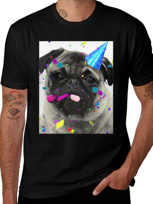 Pug Party T-Shirt: Festive Dog Graphic Tee