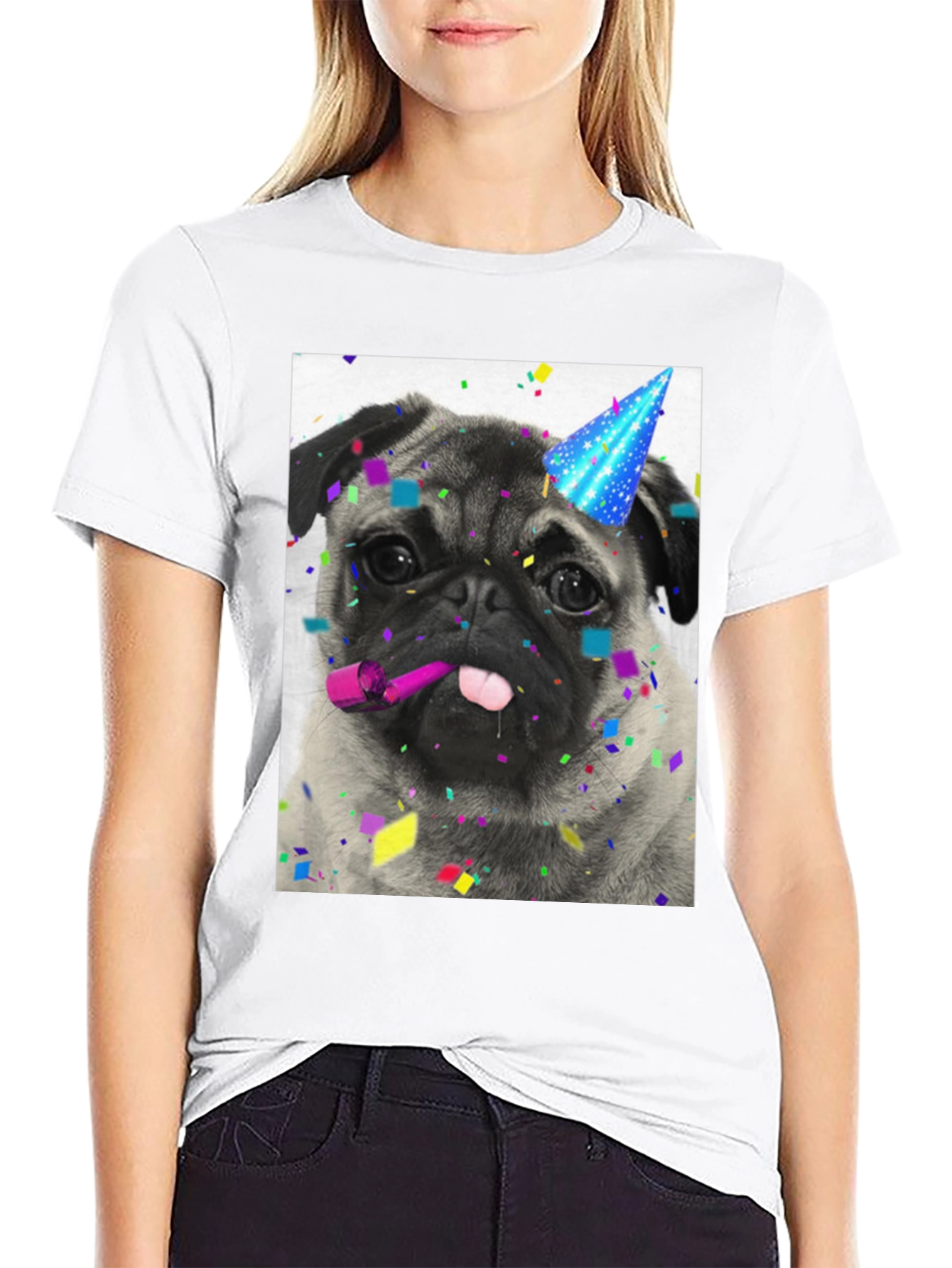Pug Party T-Shirt: Festive Dog Graphic Tee