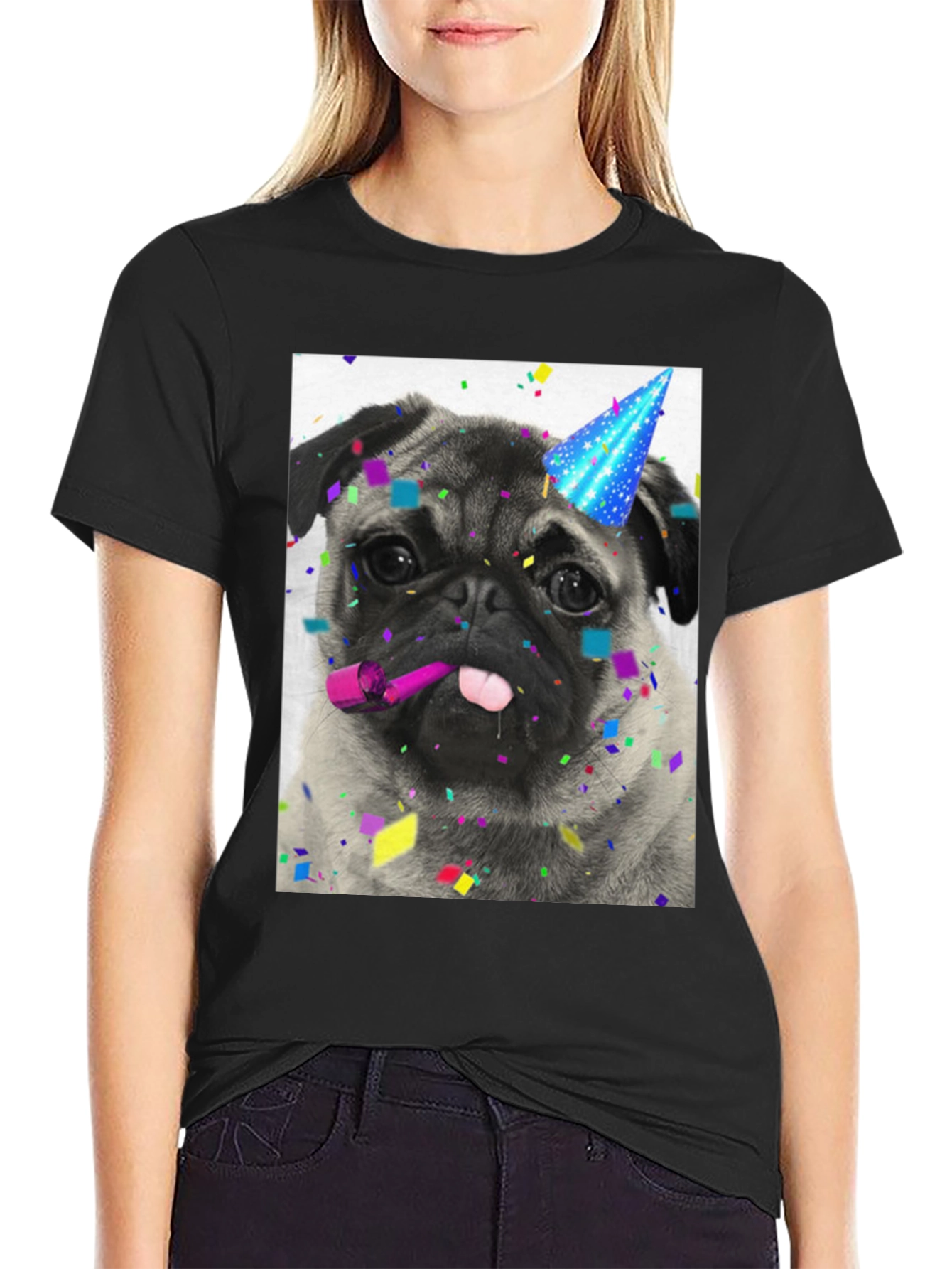 Pug Party T-Shirt: Festive Dog Graphic Tee