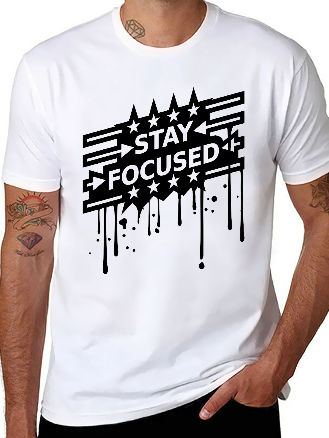 Stay Focused Graphic Tee - Mens Black T-Shirt