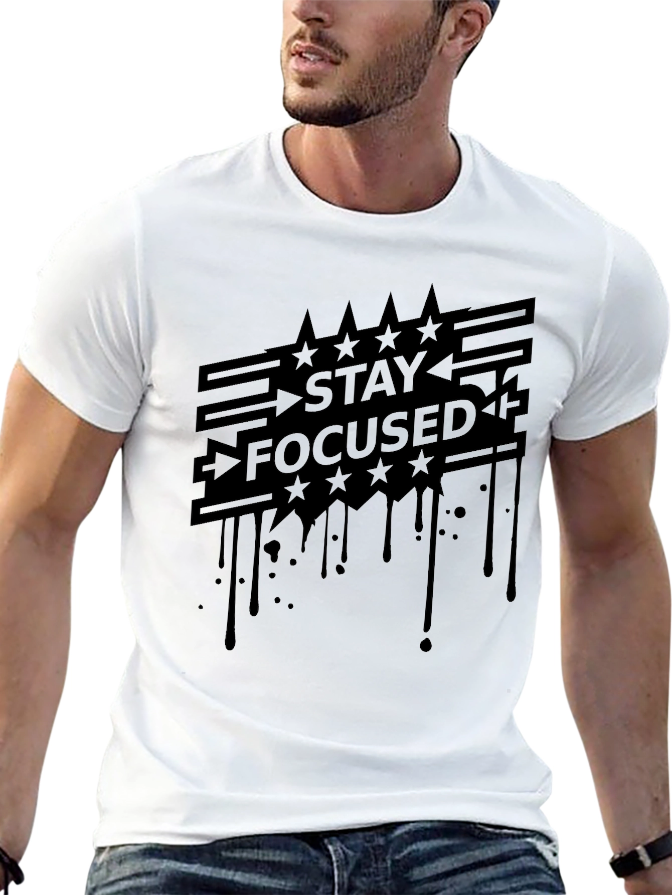 Stay Focused Graphic Tee - Mens Black T-Shirt