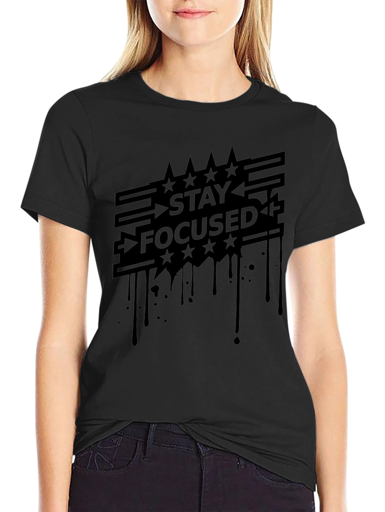 Stay Focused Graphic Tee - Mens Black T-Shirt