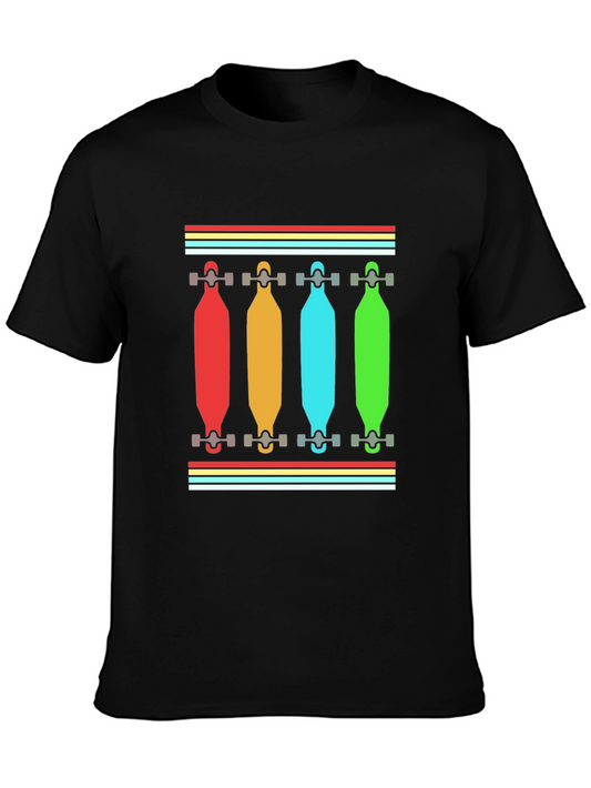 Retro Skateboard Graphic Tee - Colorful 70s Style