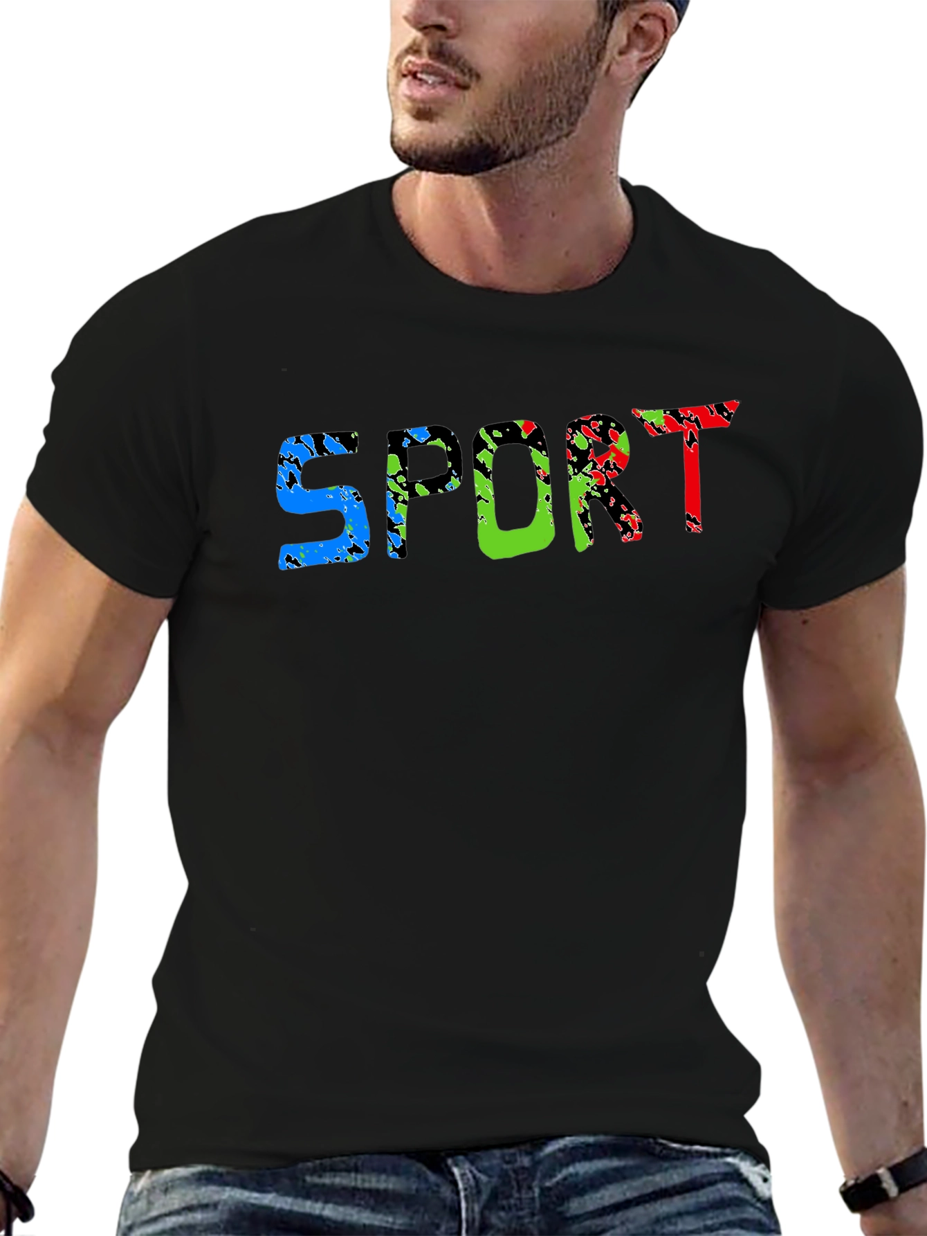 Mens Black Sport Graphic Tee