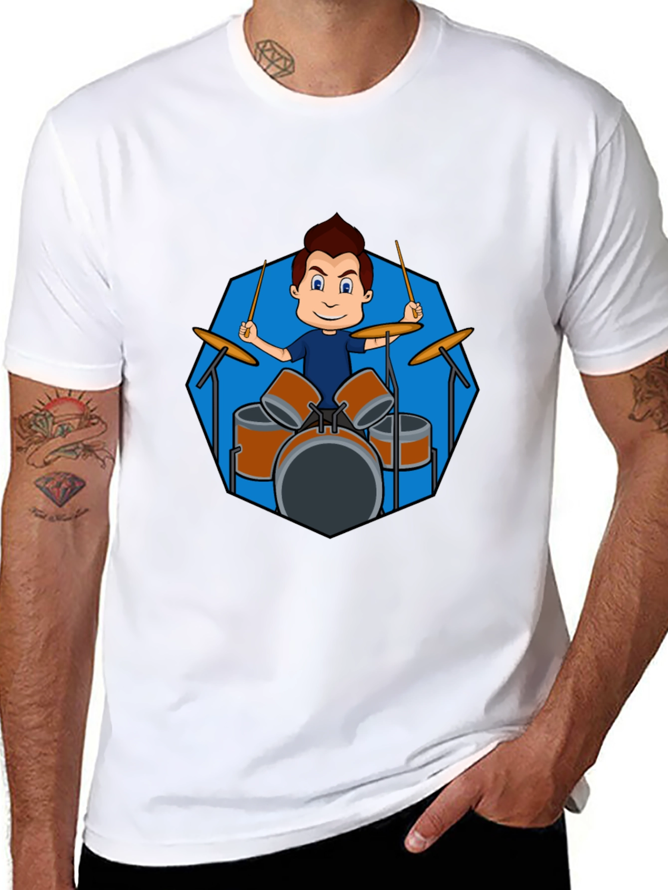 Drummer Boy Graphic Black T-Shirt