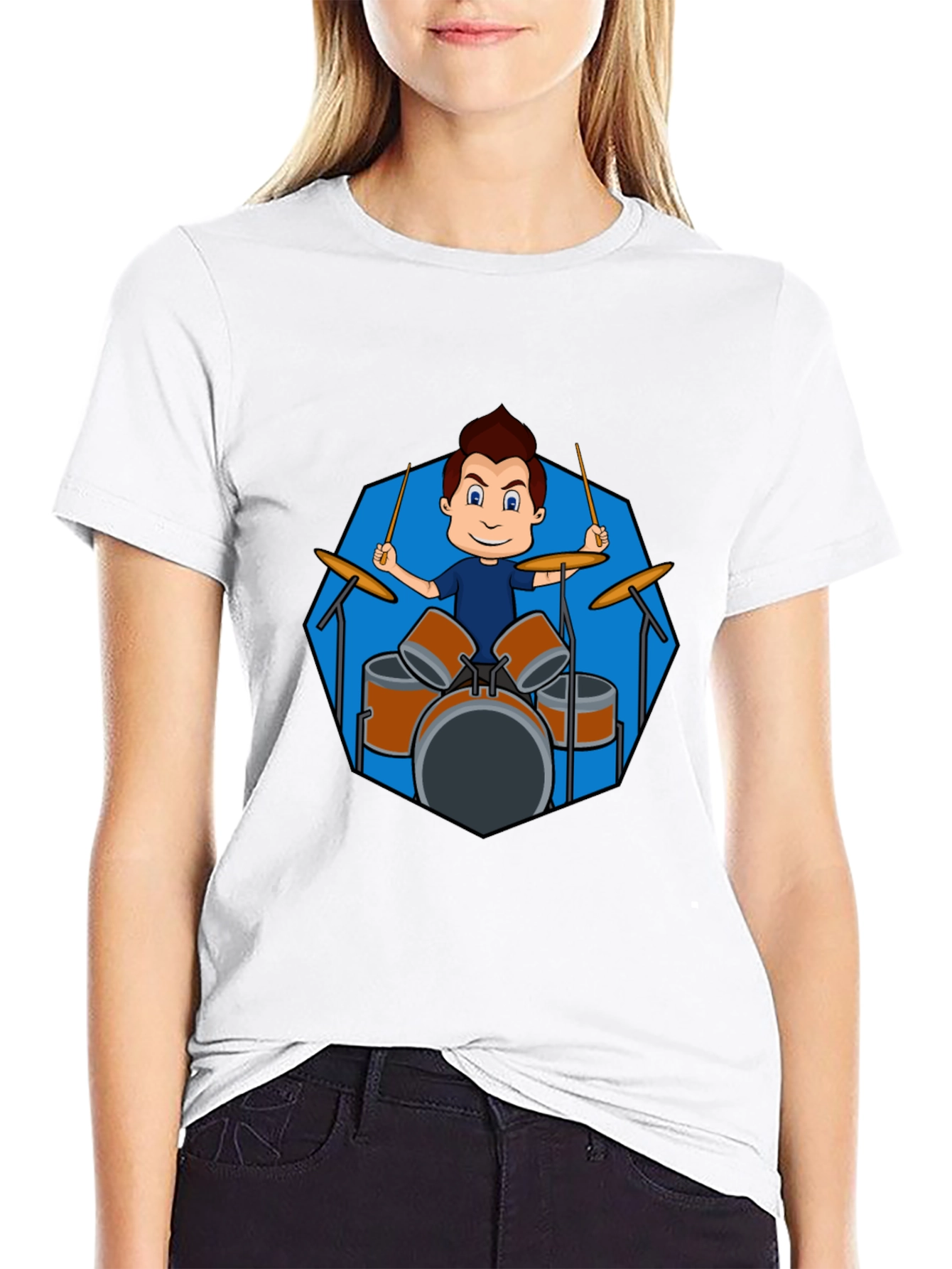 Drummer Boy Graphic Black T-Shirt