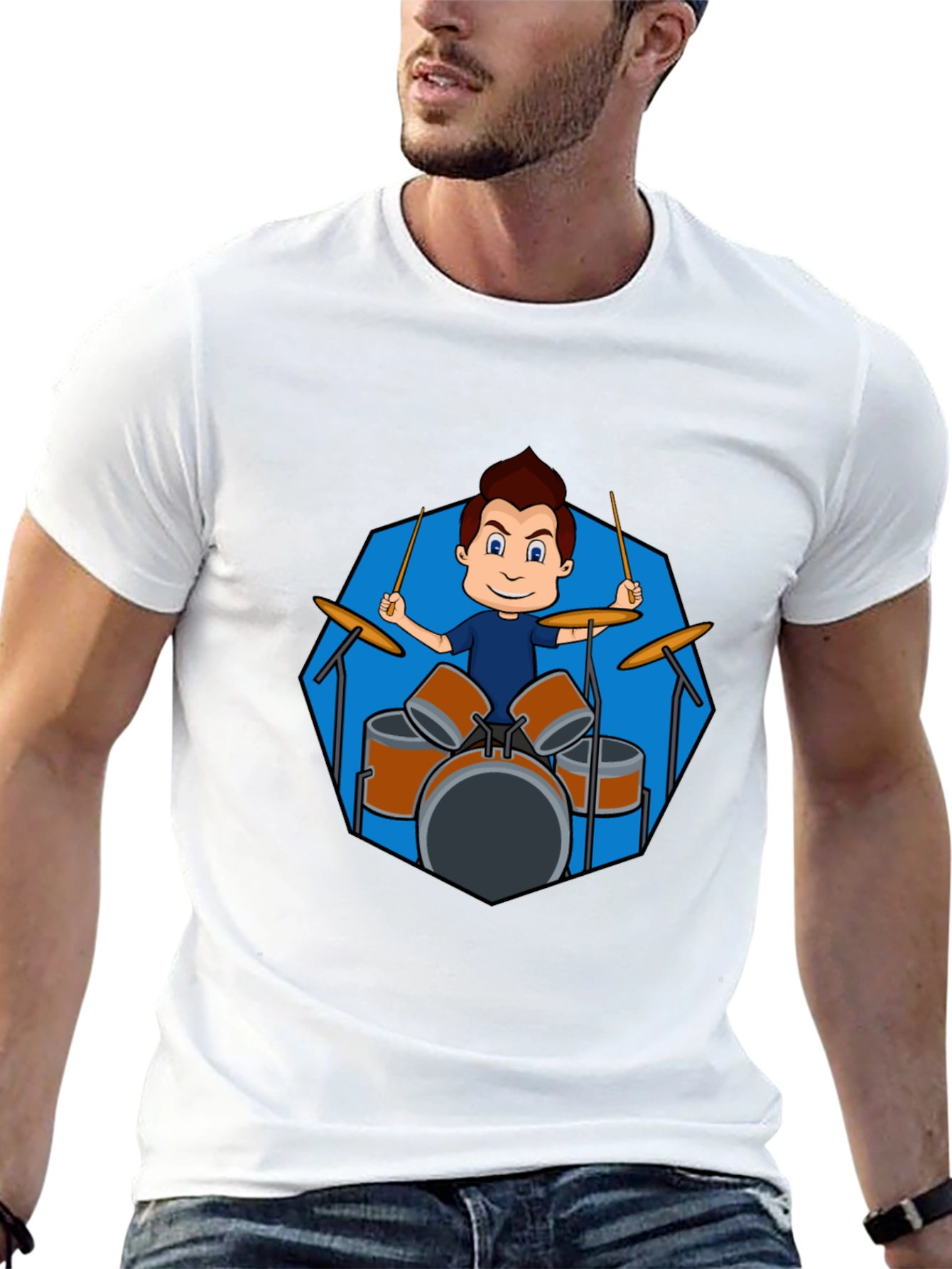 Drummer Boy Graphic Black T-Shirt
