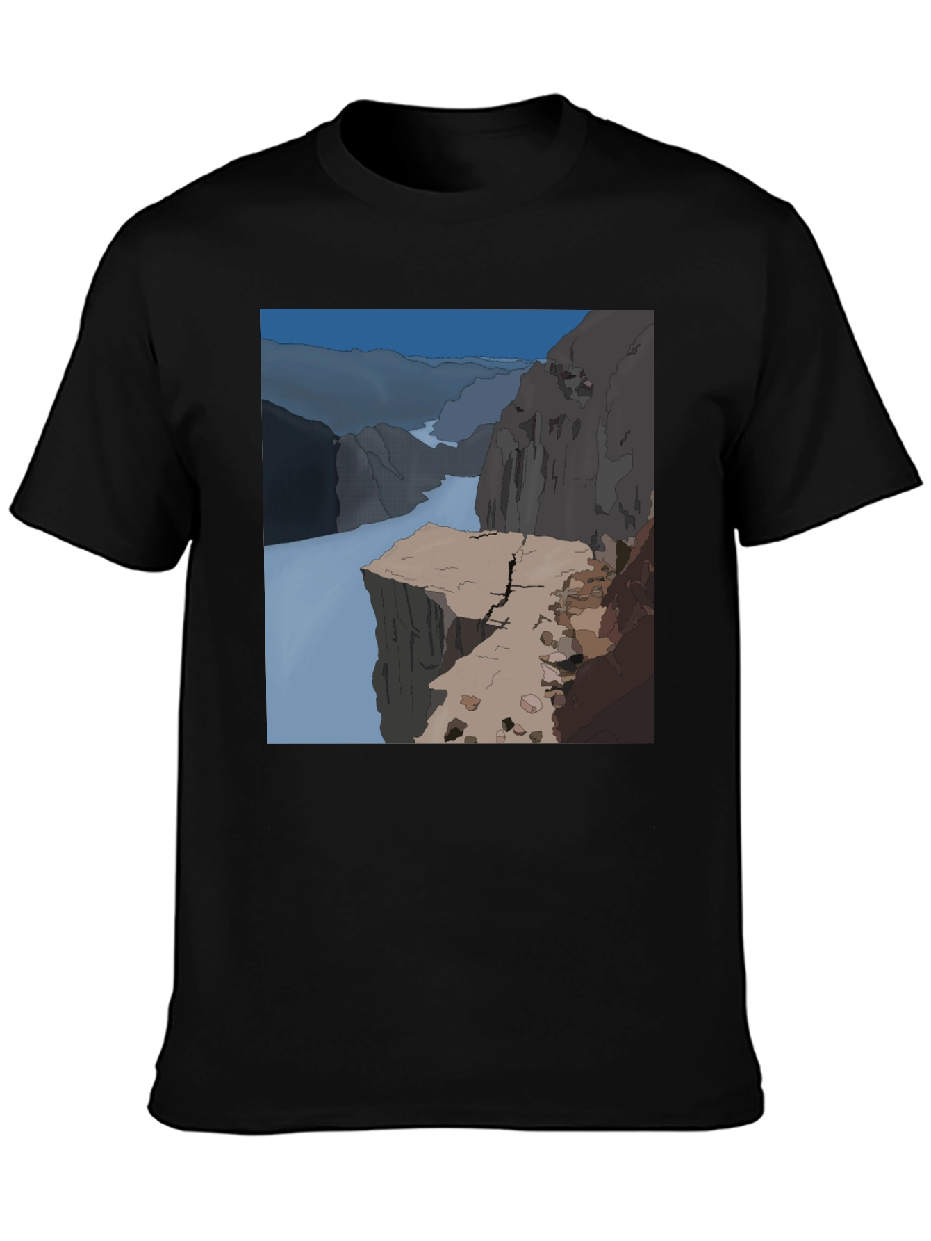 Cliffside T-Shirt - Black Cotton Graphic Tee