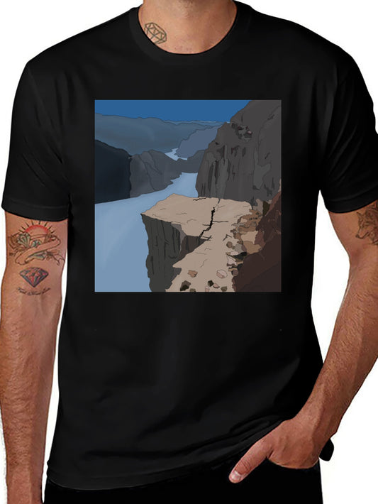 Cliffside T-Shirt - Black Cotton Graphic Tee