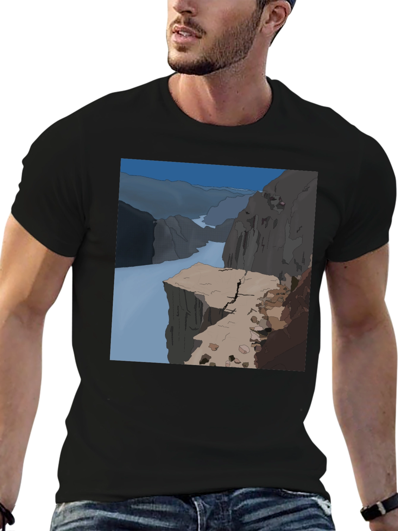 Cliffside T-Shirt - Black Cotton Graphic Tee