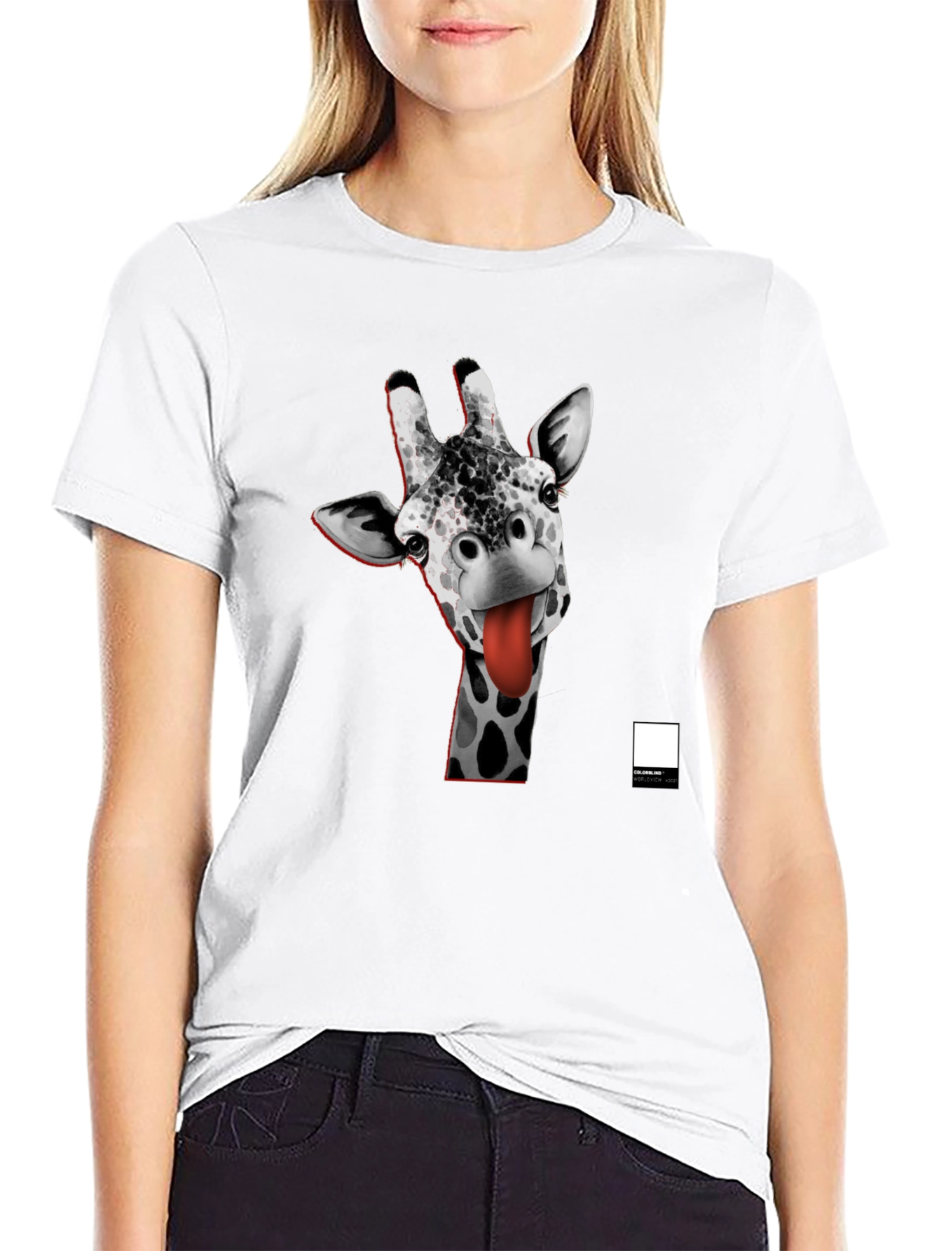 Funny Giraffe Tongue T-Shirt - Black