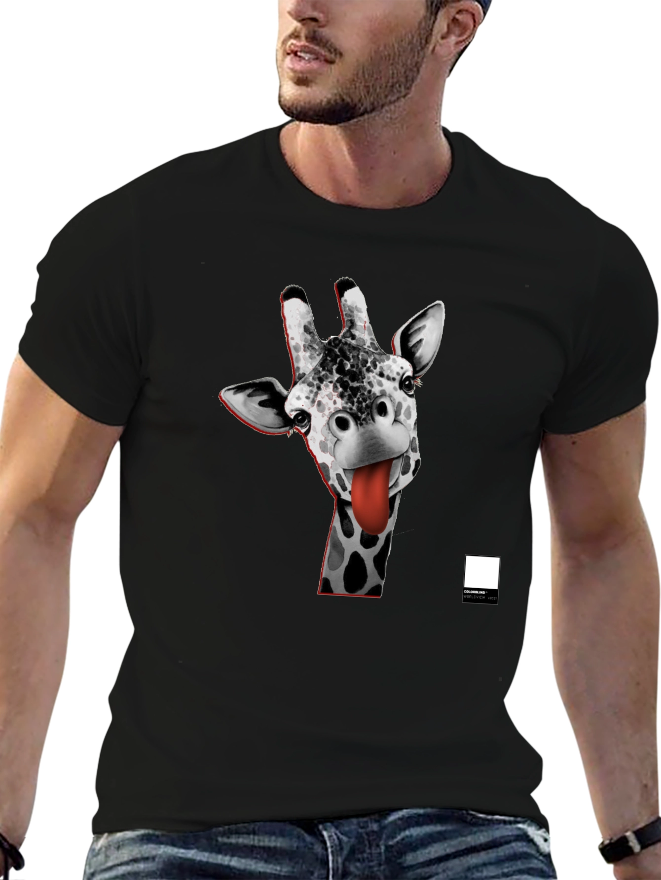 Funny Giraffe Tongue T-Shirt - Black