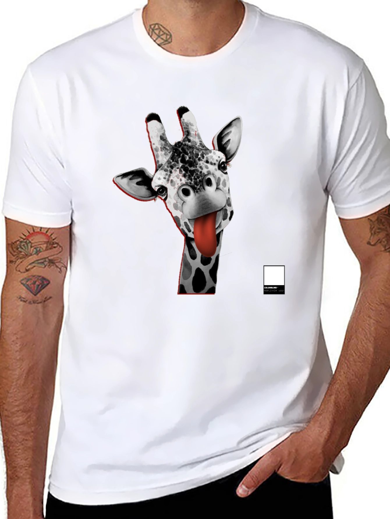 Funny Giraffe Tongue T-Shirt - Black