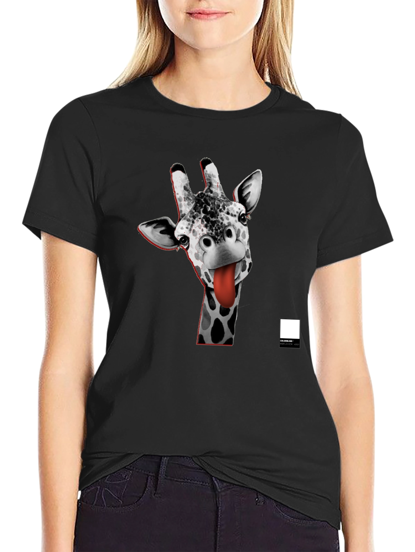 Funny Giraffe Tongue T-Shirt - Black