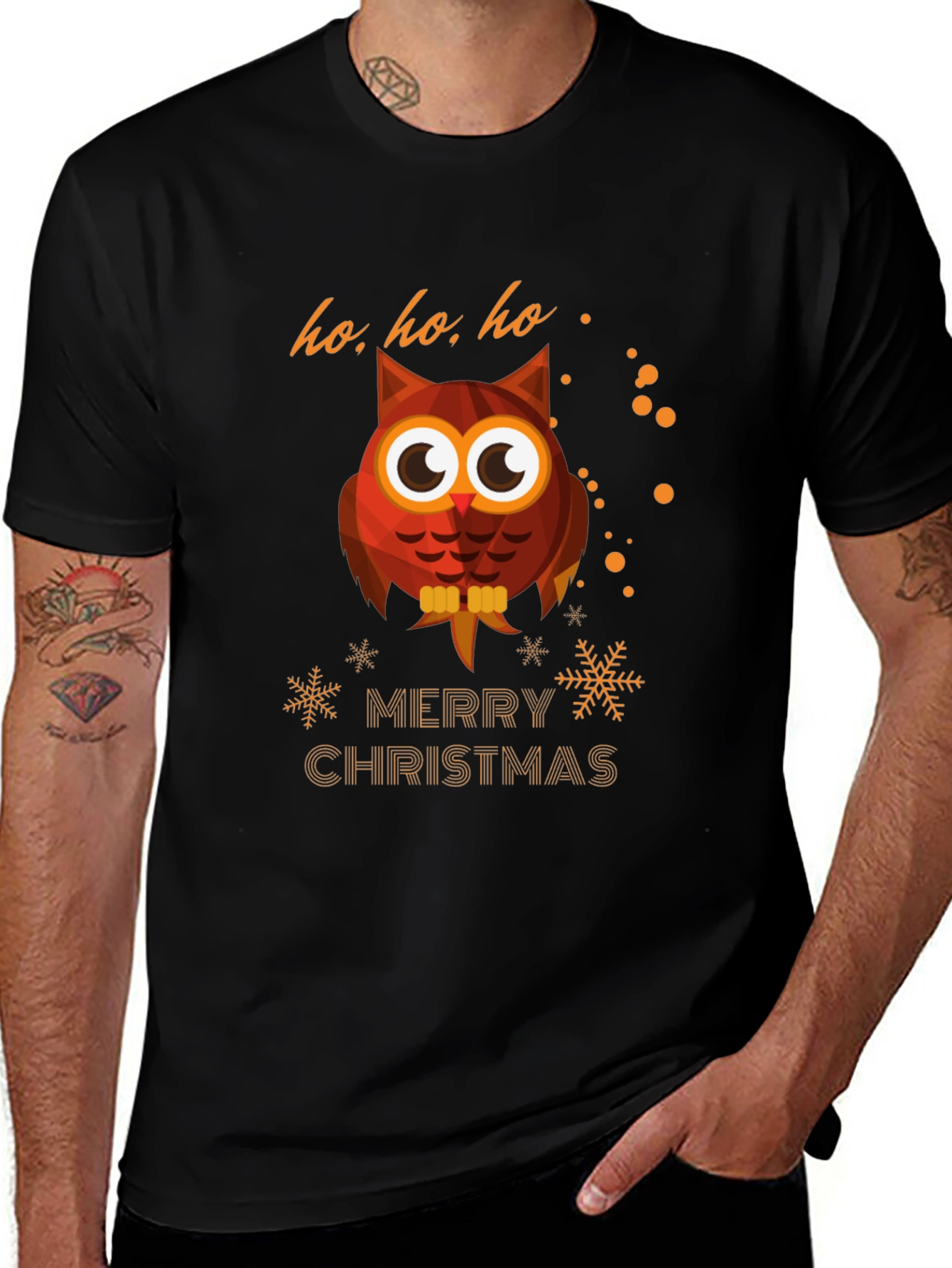 Owl Merry Christmas Graphic T-Shirt