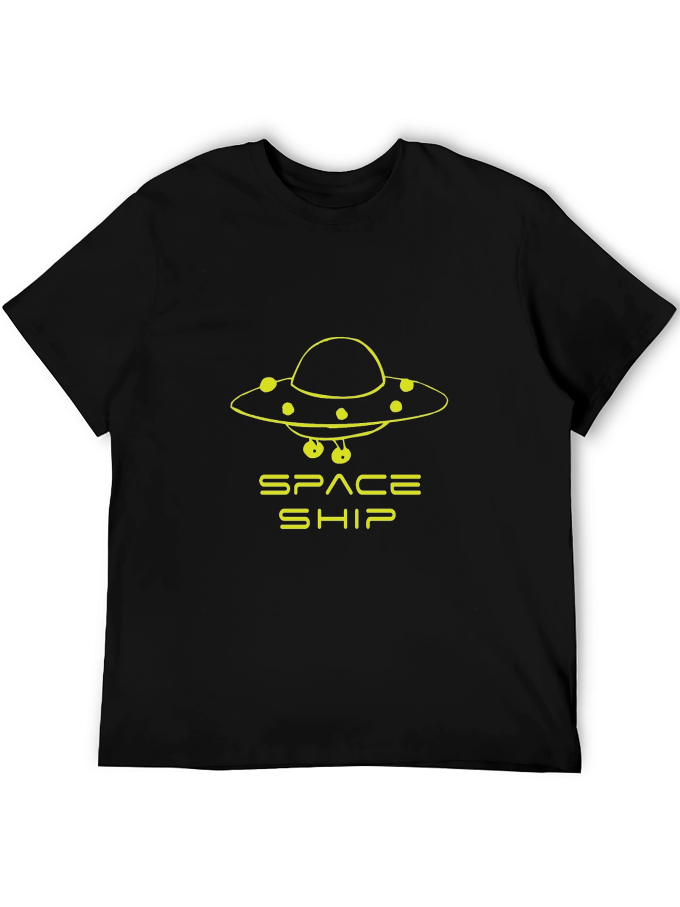 Space Ship UFO Graphic T-Shirt - Black