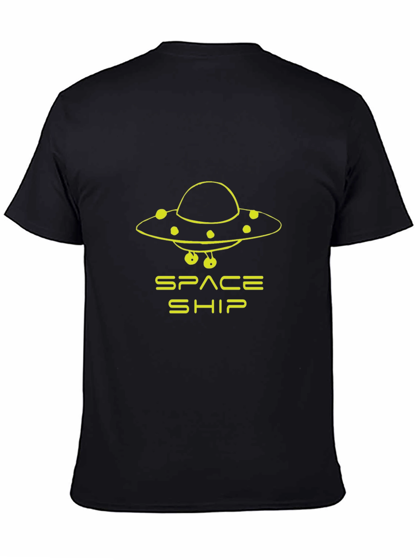 Space Ship UFO Graphic T-Shirt - Black