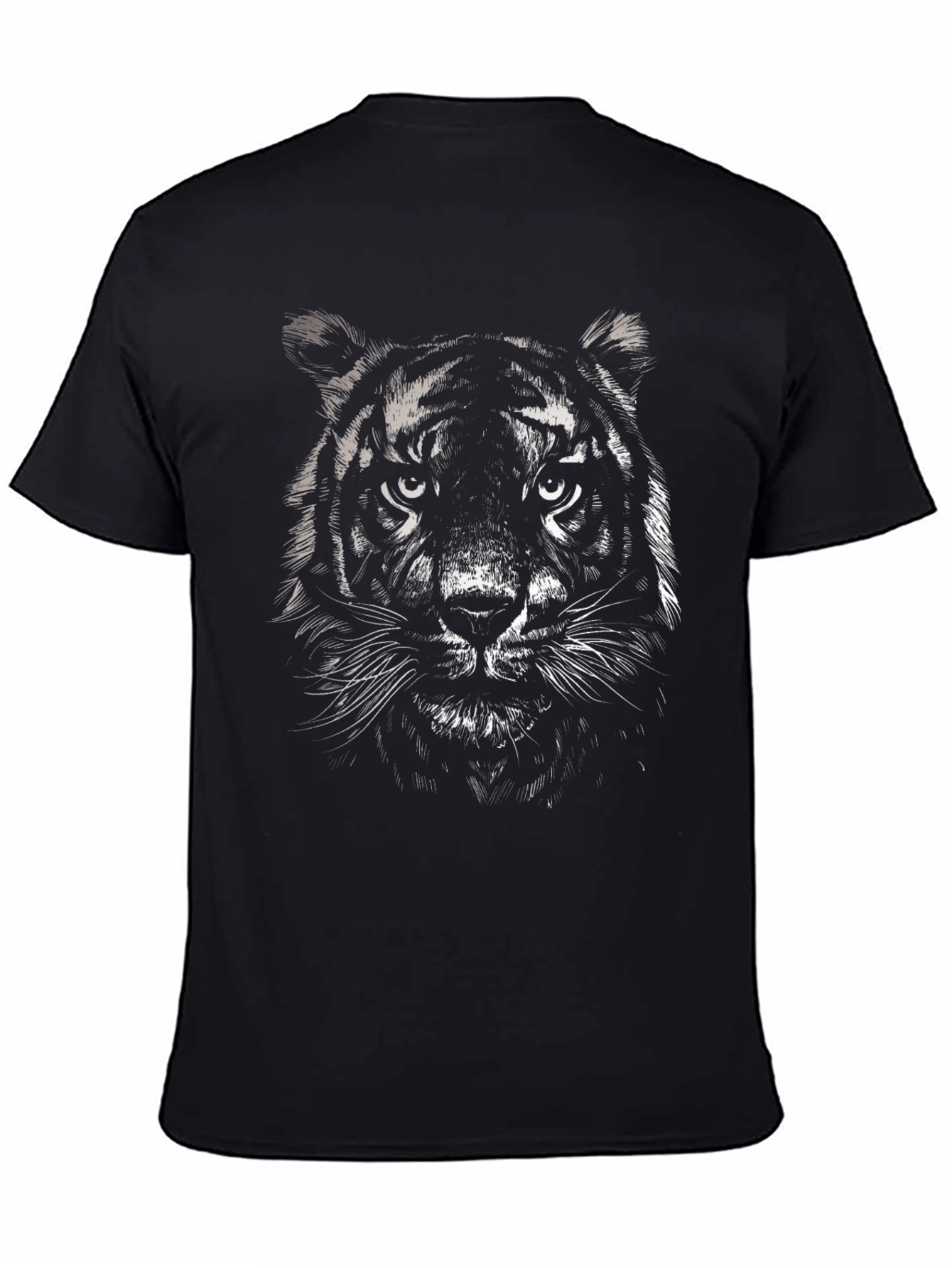 Black T-Shirt with Tiger Graphic