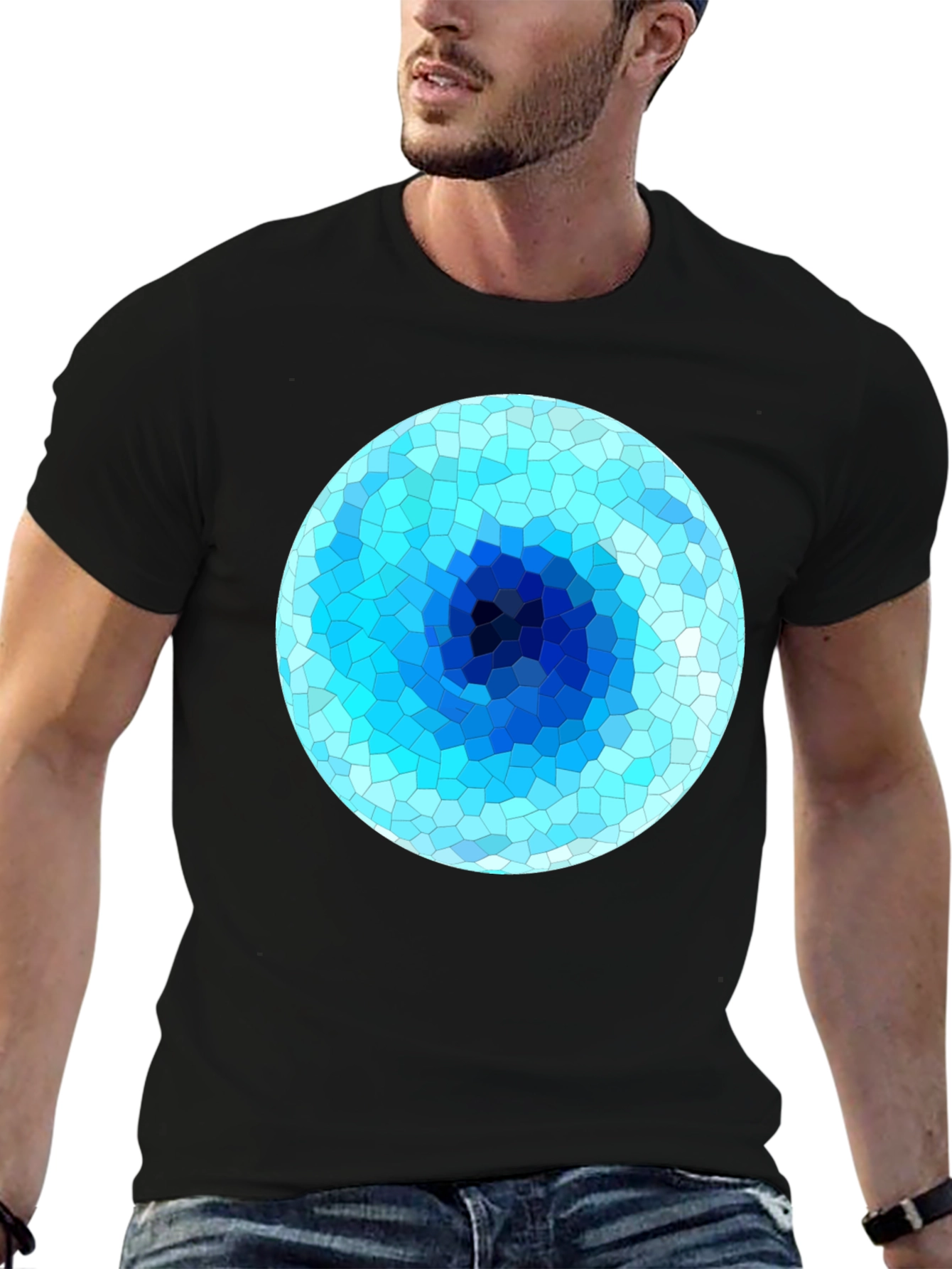 Abstract Geometric Blue Eye T-Shirt