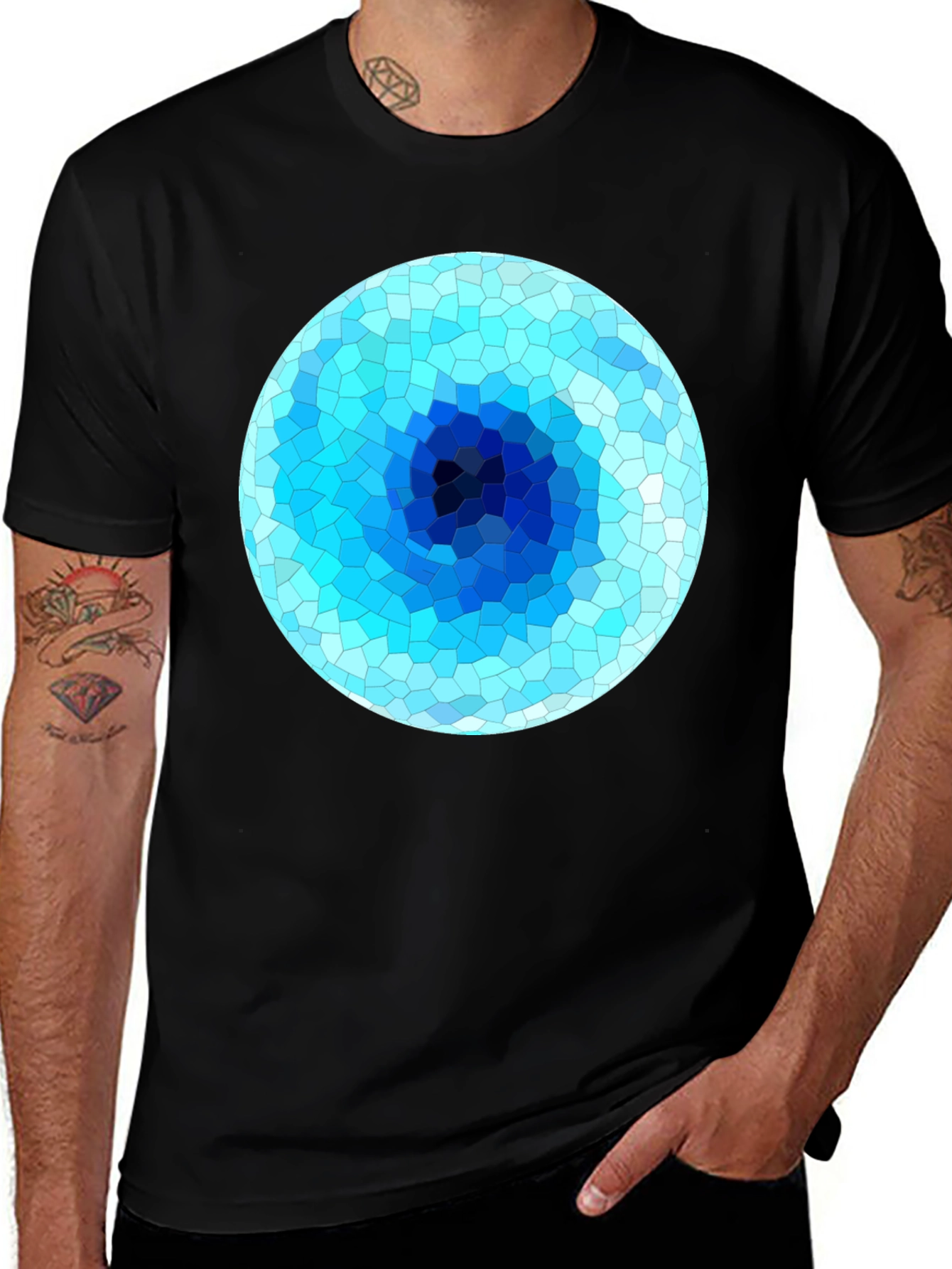 Abstract Geometric Blue Eye T-Shirt