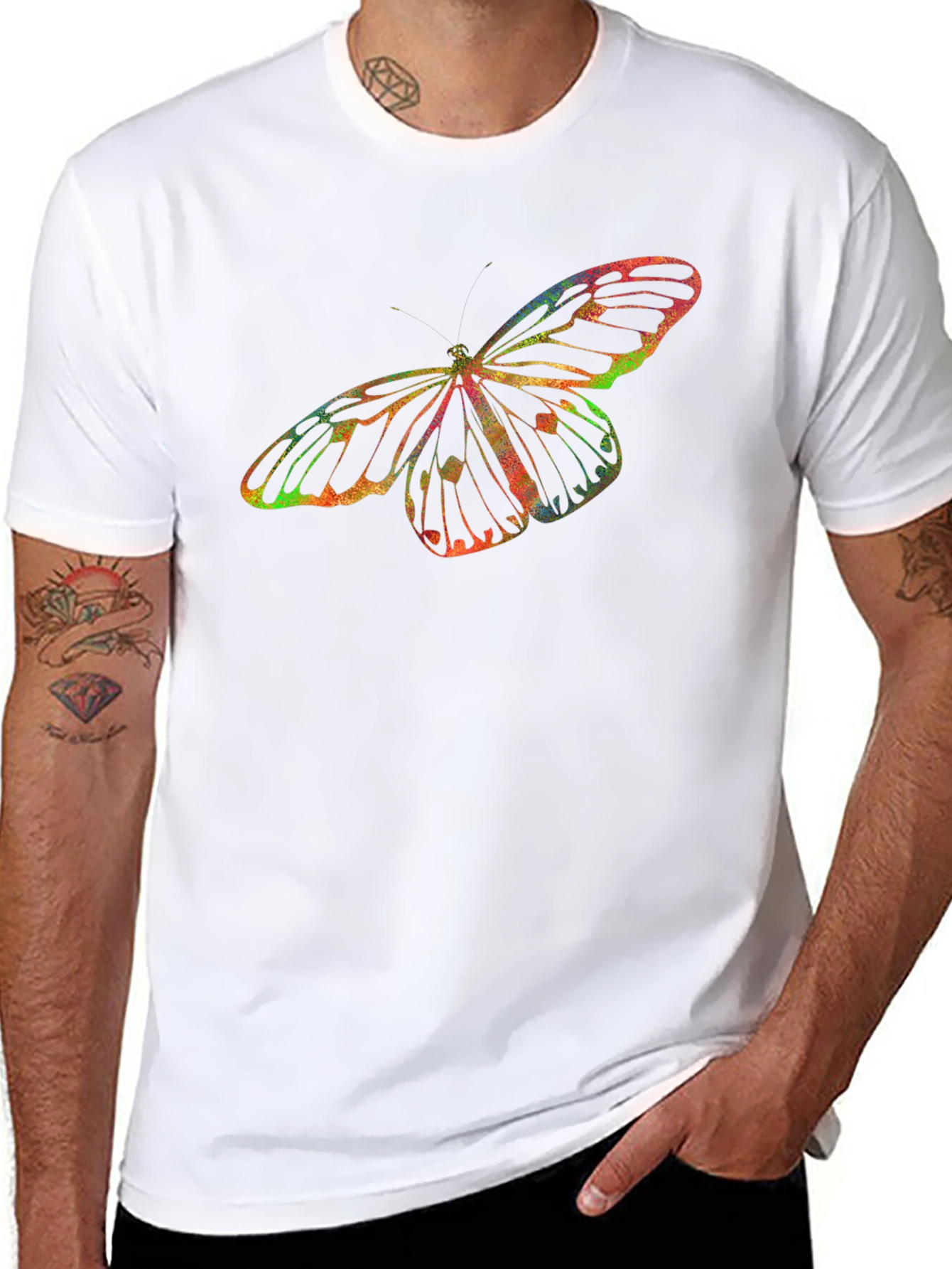 Butterfly Graphic Mens Black T-Shirt