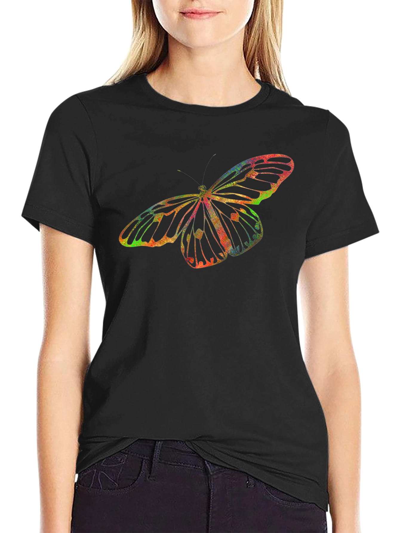 Butterfly Graphic Mens Black T-Shirt