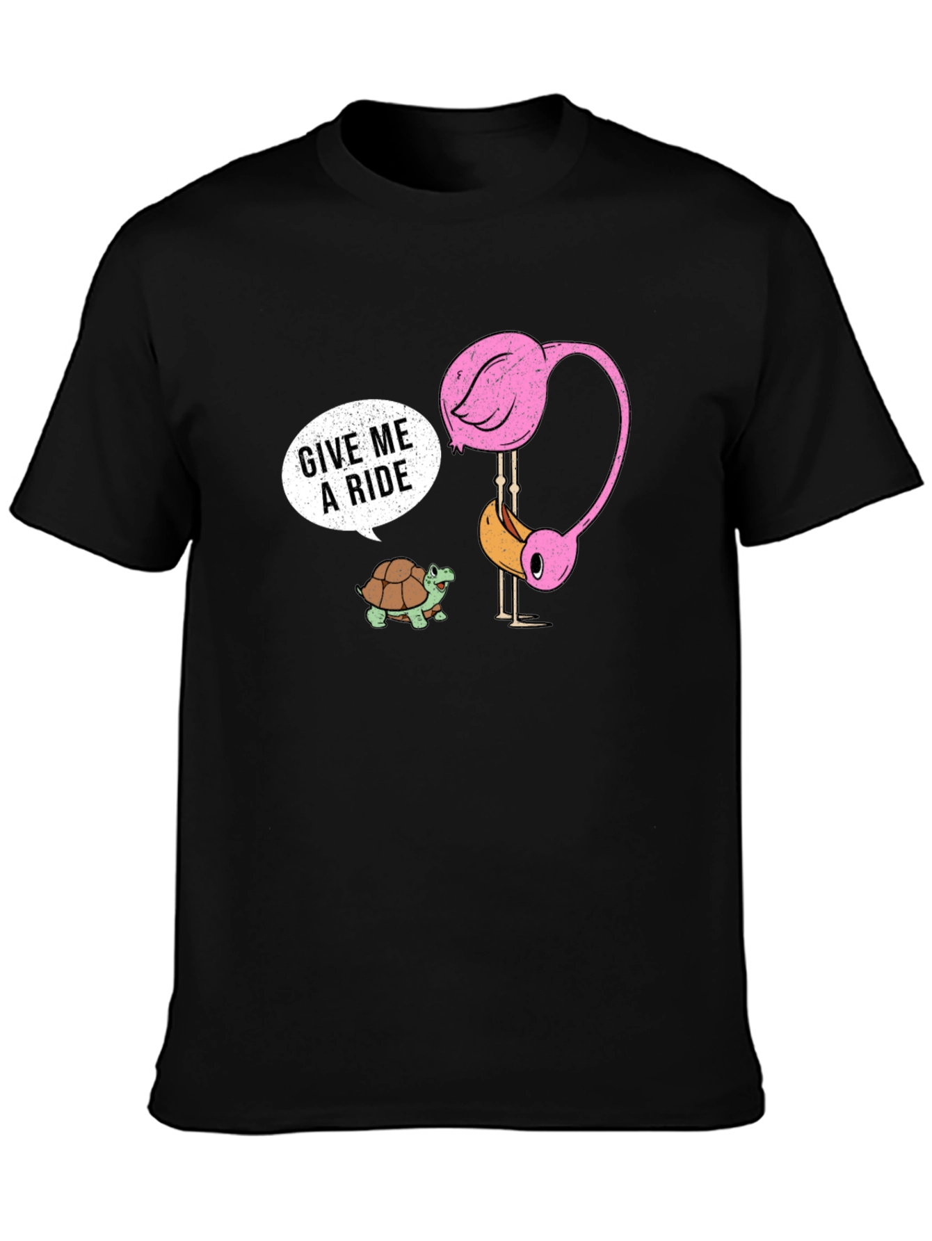 Funny Flamingo and Turtle Graphic Tee