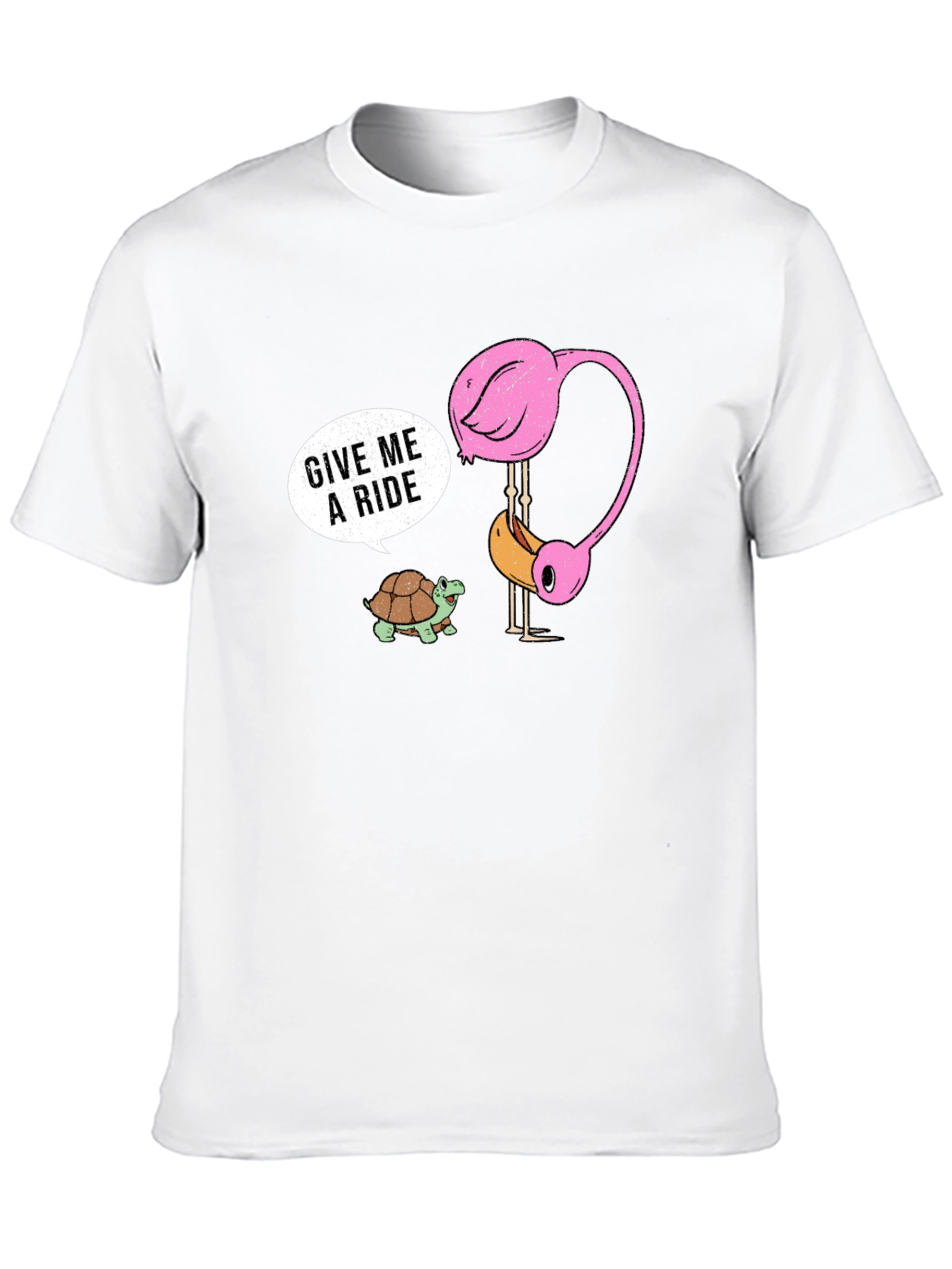 Funny Flamingo and Turtle Graphic Tee