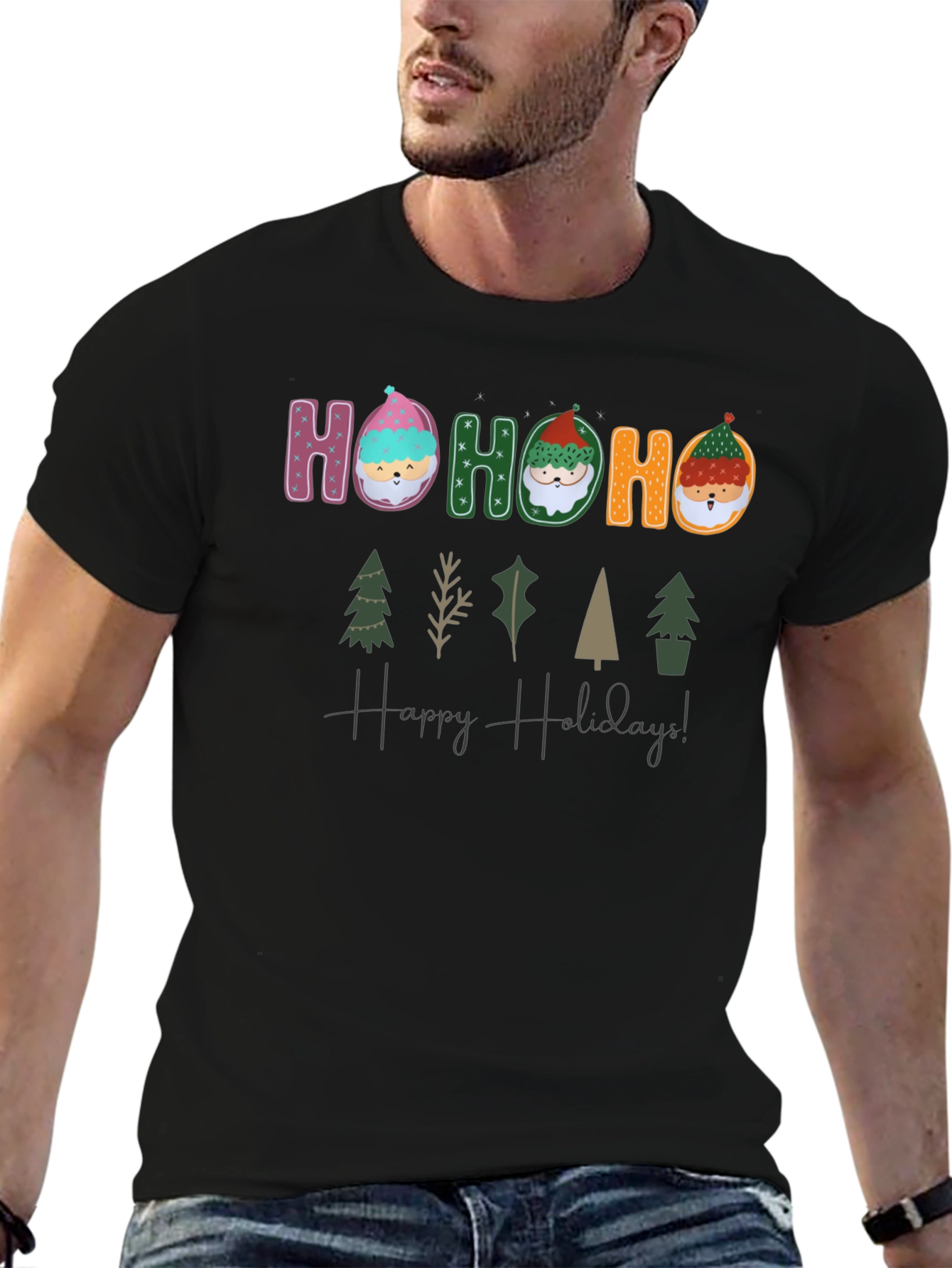 Festive Holiday T-Shirt with Ho Ho Ho Design