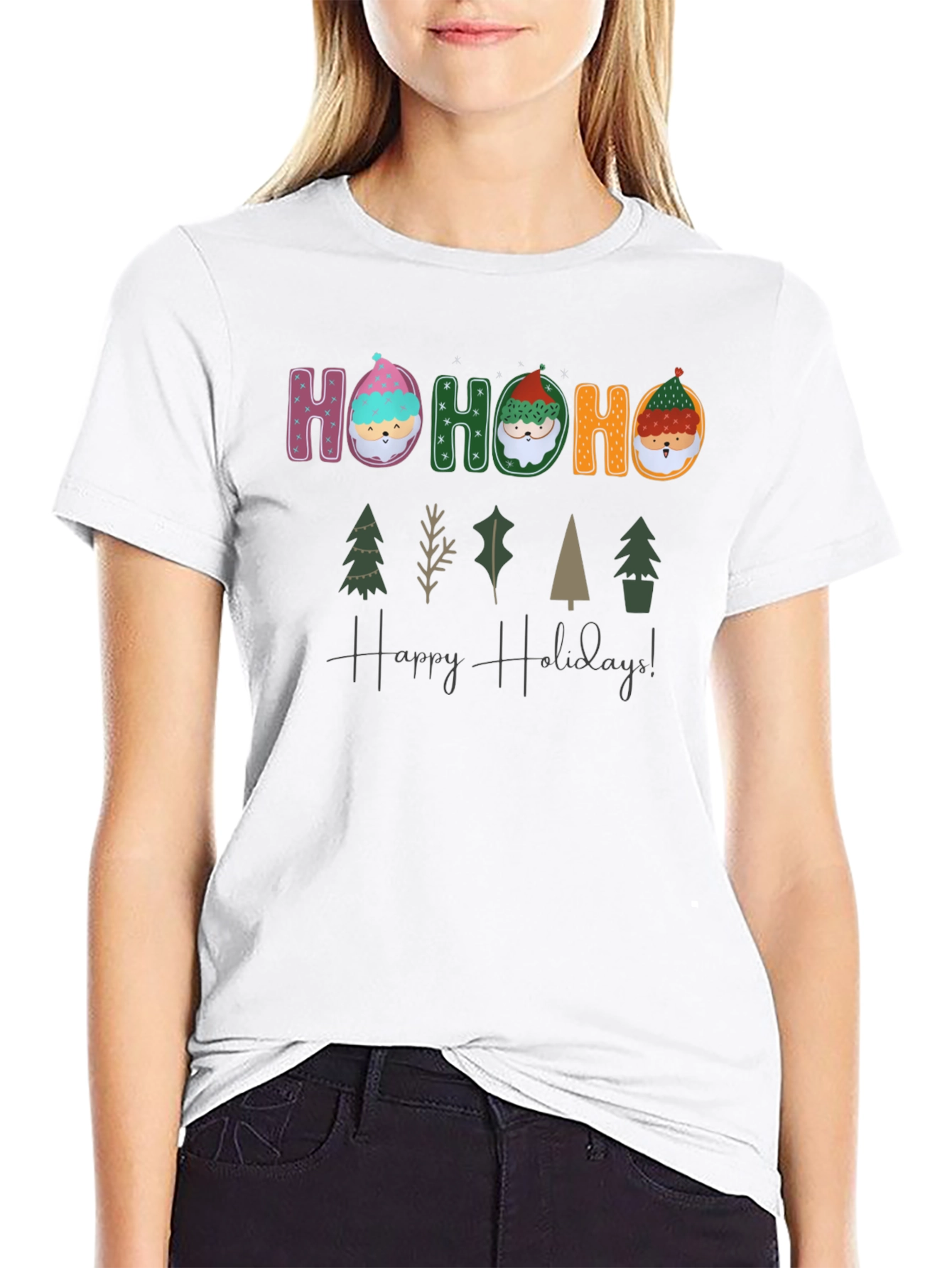 Festive Holiday T-Shirt with Ho Ho Ho Design