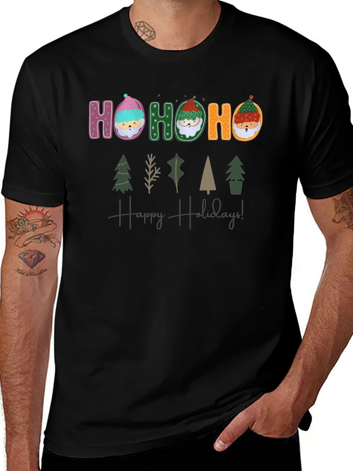 Festive Holiday T-Shirt with Ho Ho Ho Design
