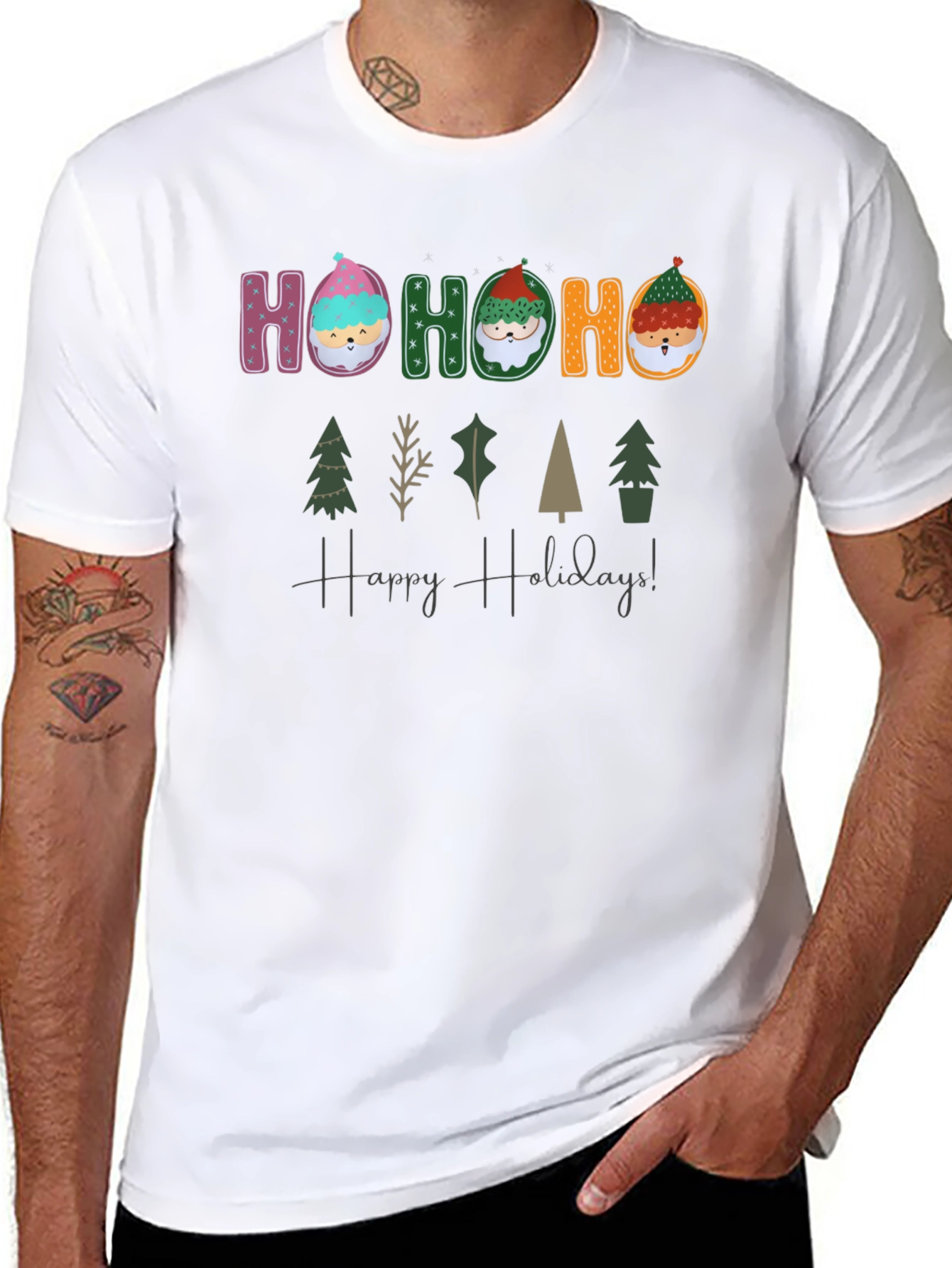 Festive Holiday T-Shirt with Ho Ho Ho Design