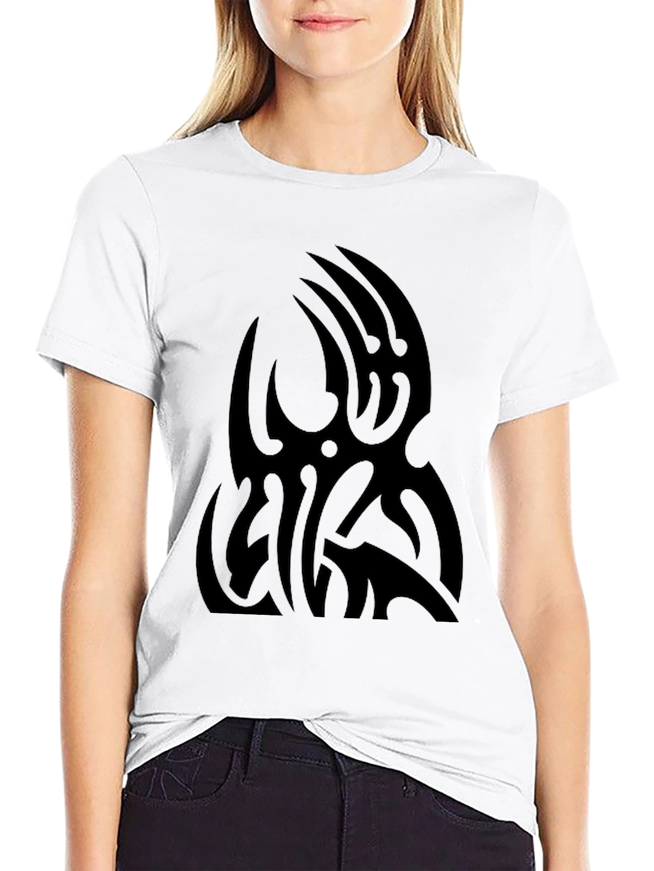 Tribal Tattoo Style Graphic Black Tee Shirt