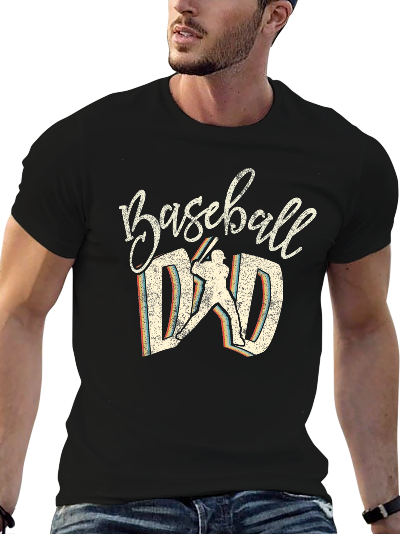 Baseball Dad Graphic Tee - Black Cotton