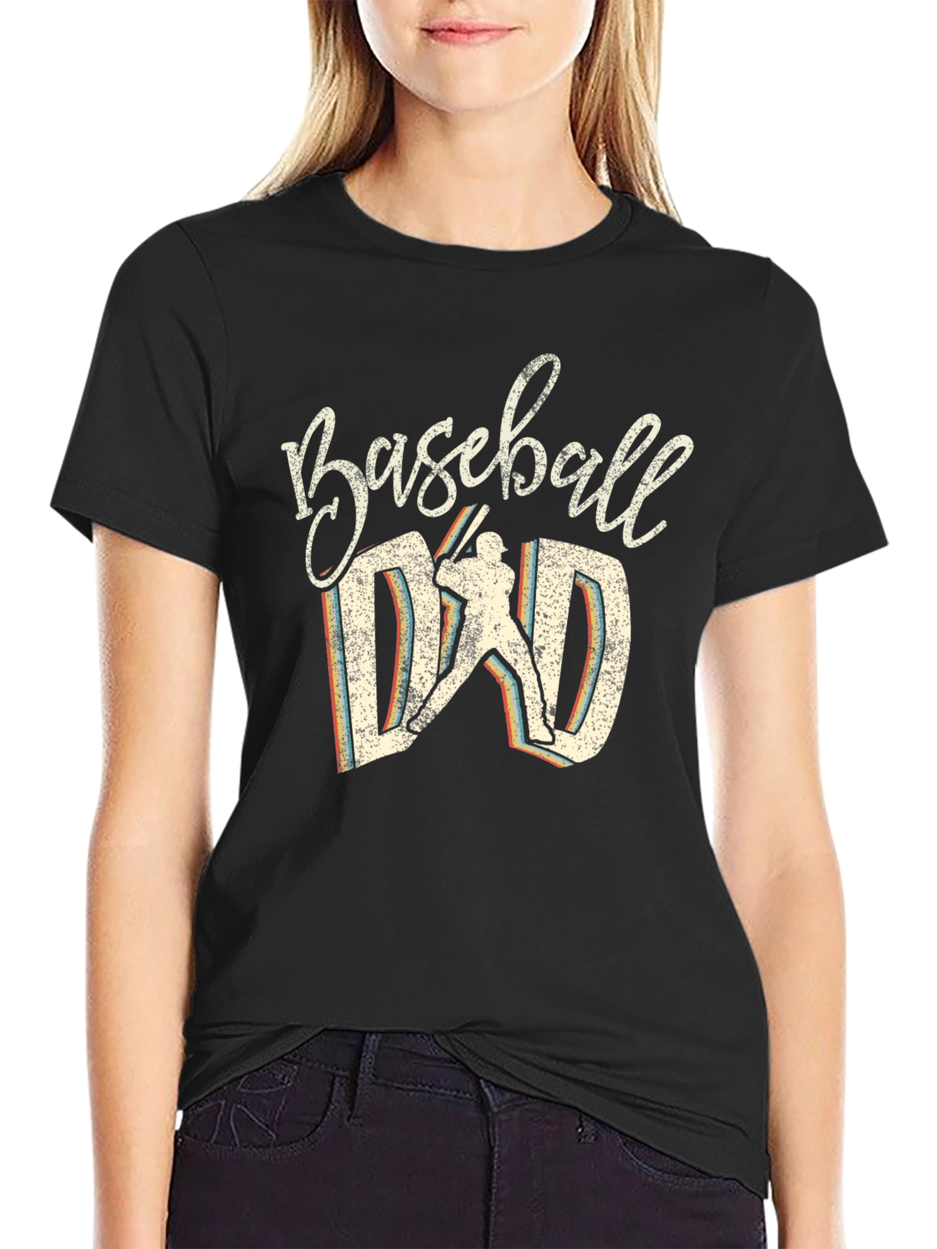 Baseball Dad Graphic Tee - Black Cotton
