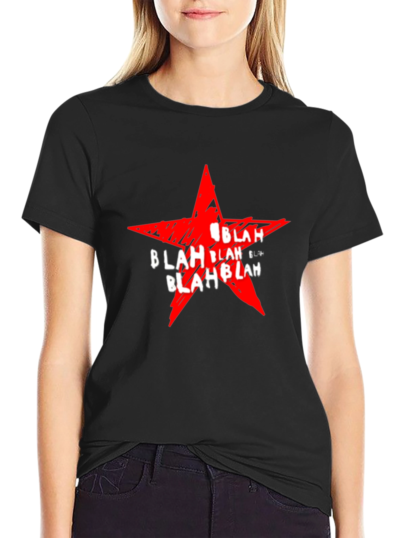 Statement Graphic Tee - Red Star Blah Print