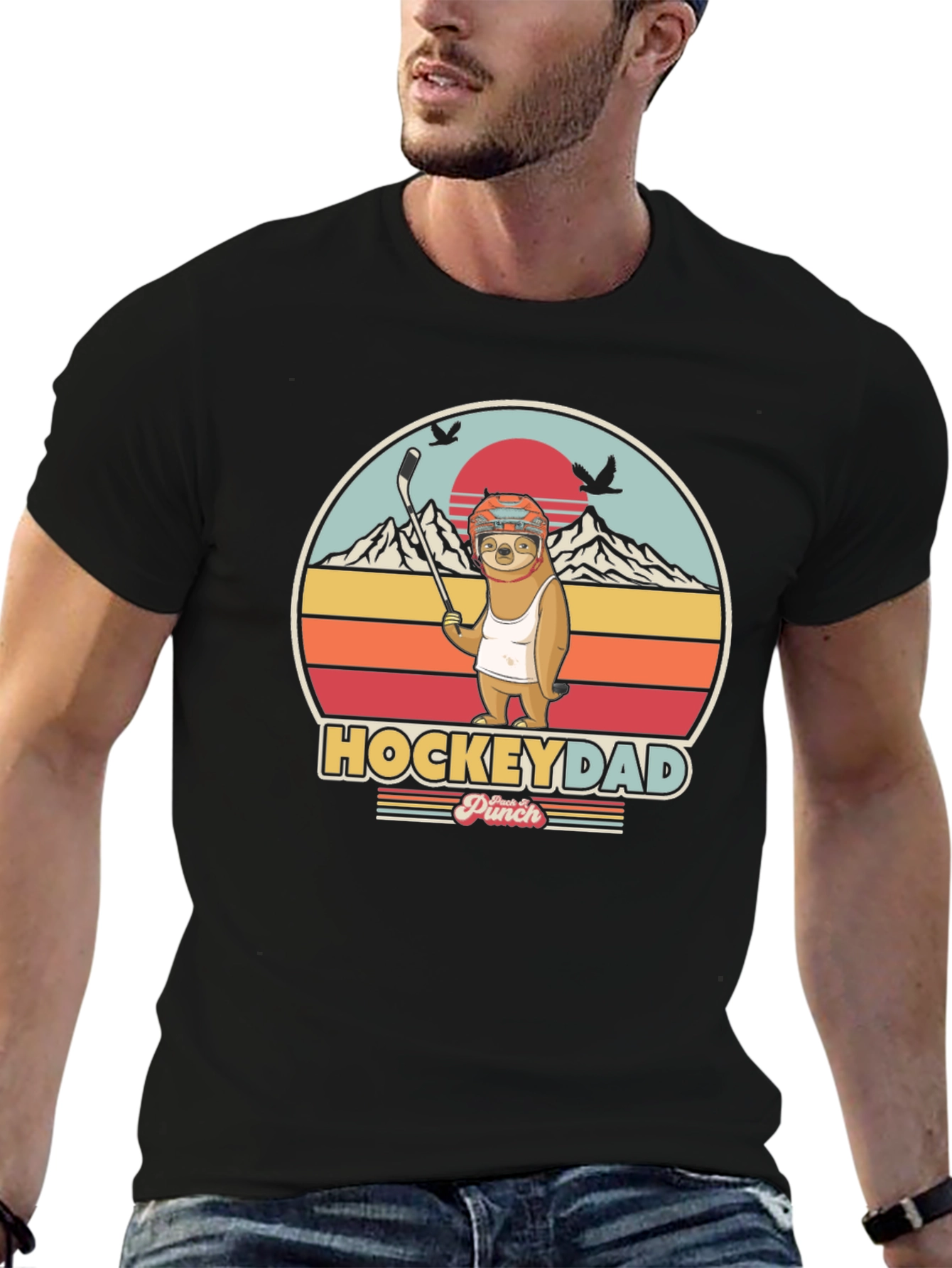 Hockey Dad Sloth T-Shirt - Cool Graphic Tee