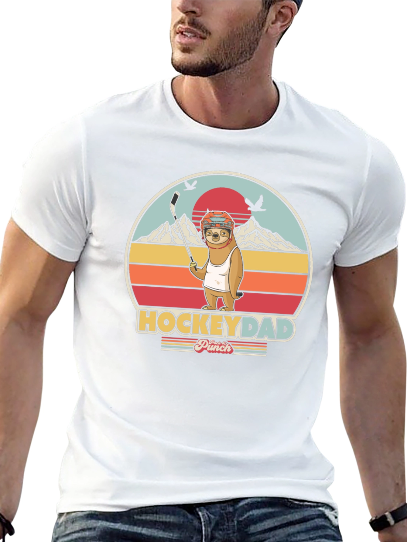 Hockey Dad Sloth T-Shirt - Cool Graphic Tee