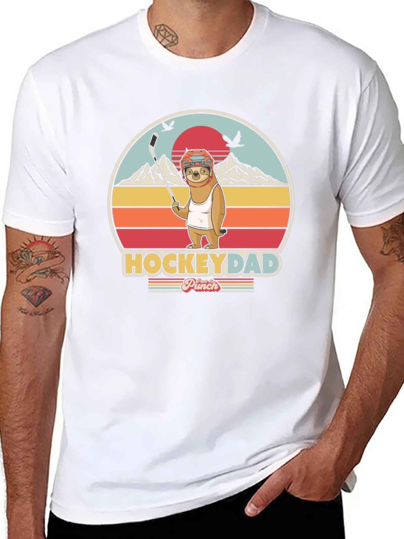 Hockey Dad Sloth T-Shirt - Cool Graphic Tee