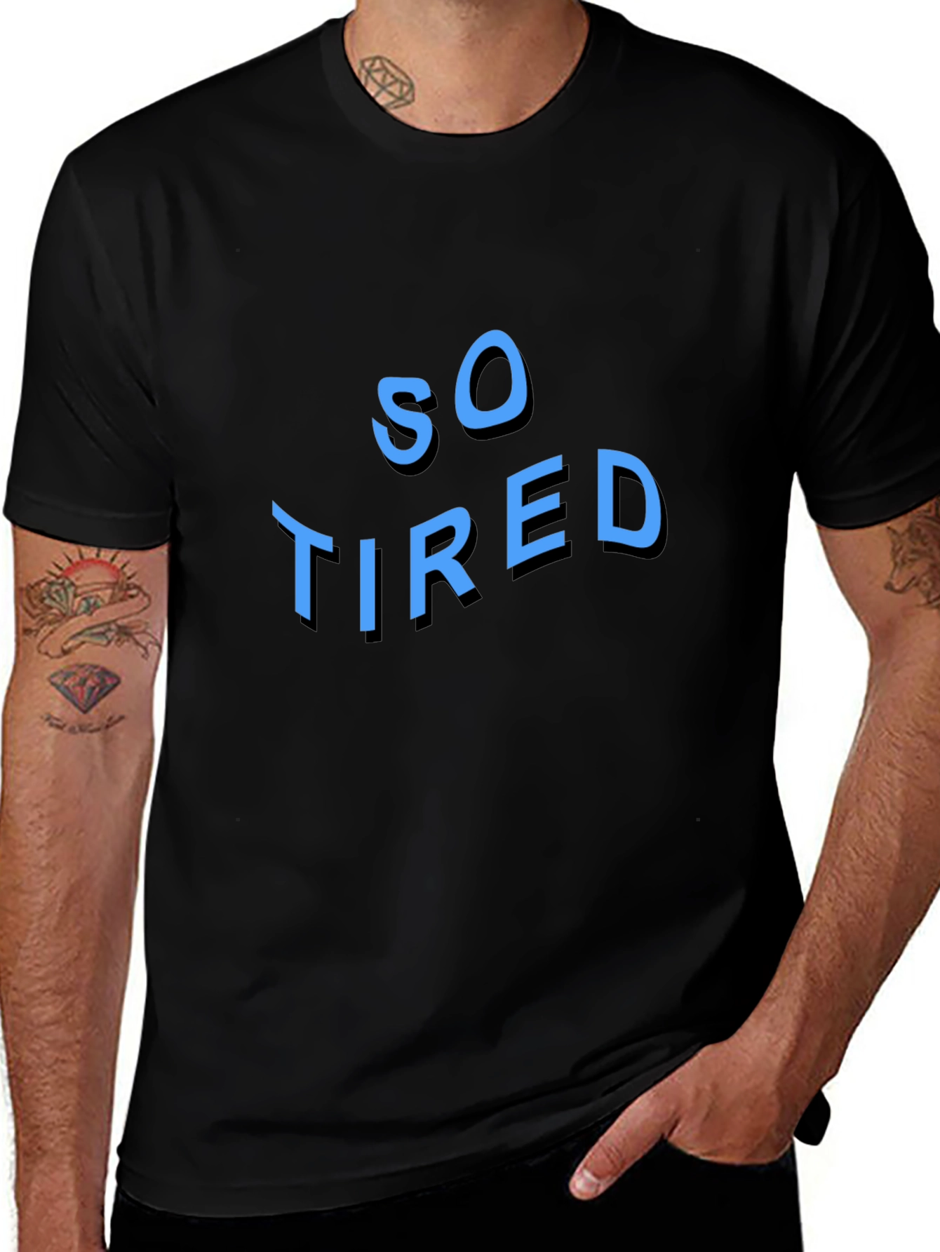 So Tired Graphic Tee - Black