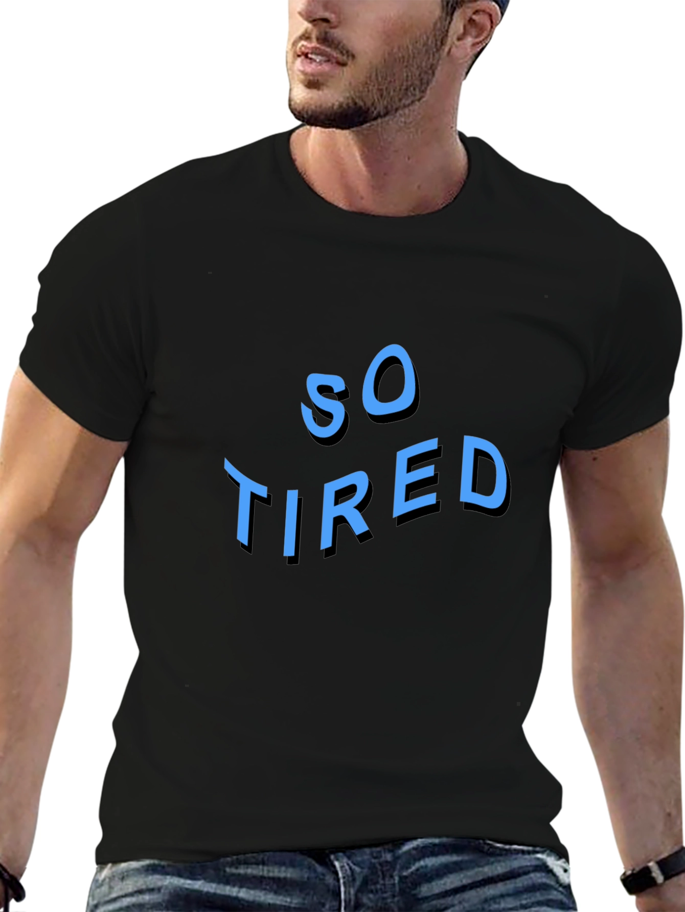 So Tired Graphic Tee - Black