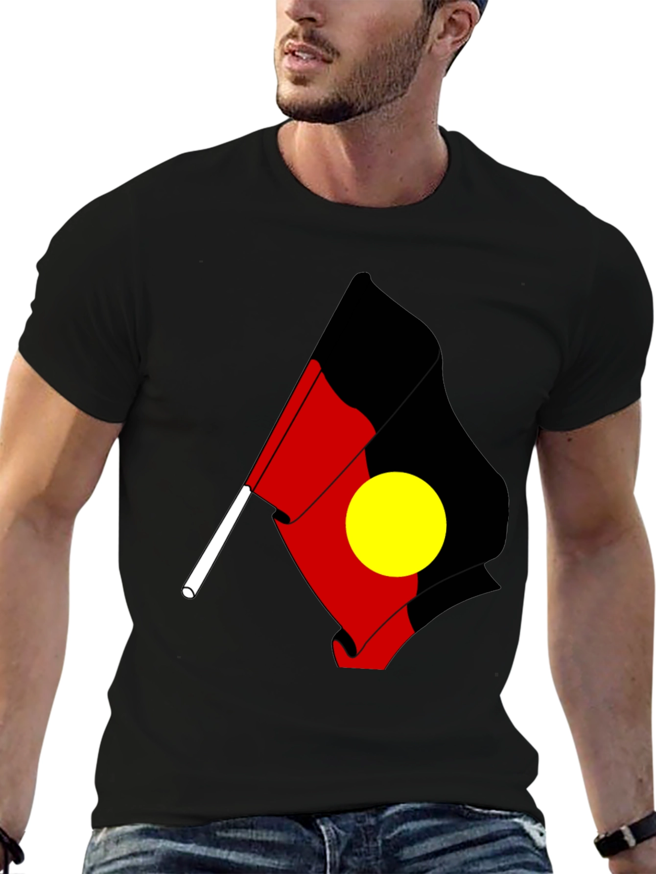Indigenous Flag T-Shirt - Black Cotton Tee