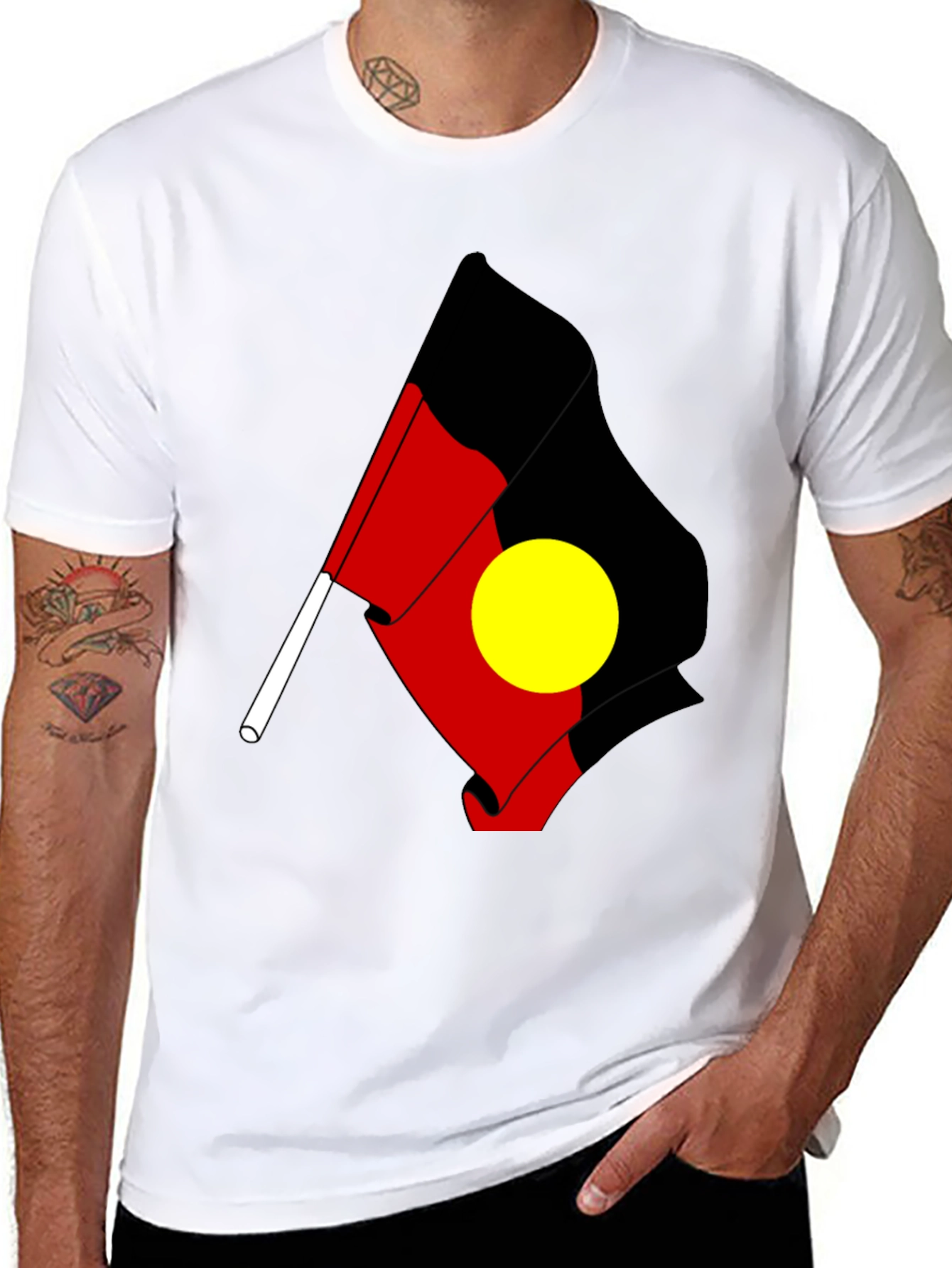 Indigenous Flag T-Shirt - Black Cotton Tee